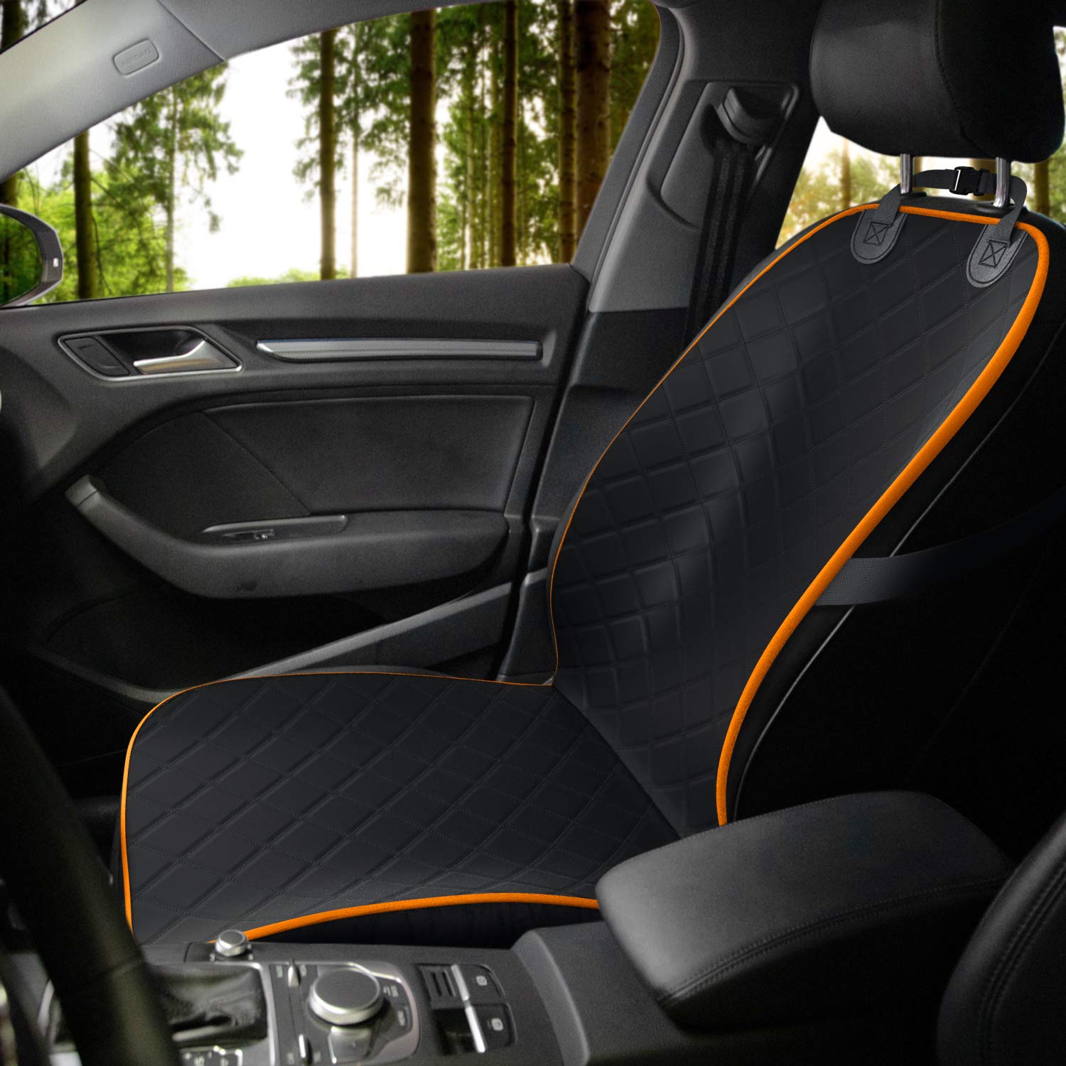 Active Pets Front Dog Car Seat Cover For Suv, Trucks, Sedans. Waterproof Car Seat Covers For Dogs Front Seats Only. Car Seat Protector For Dogs - Orange