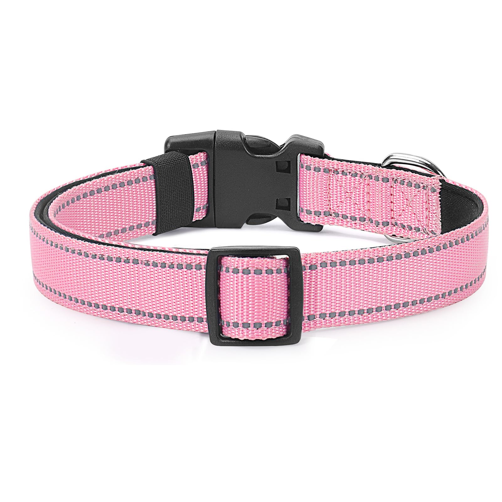 Penseepet Reflective Dog Collar Padded With Soft Neoprene Breathable Quick Release Basic Dog Collars For Puppy Small Dogs Pink Girl