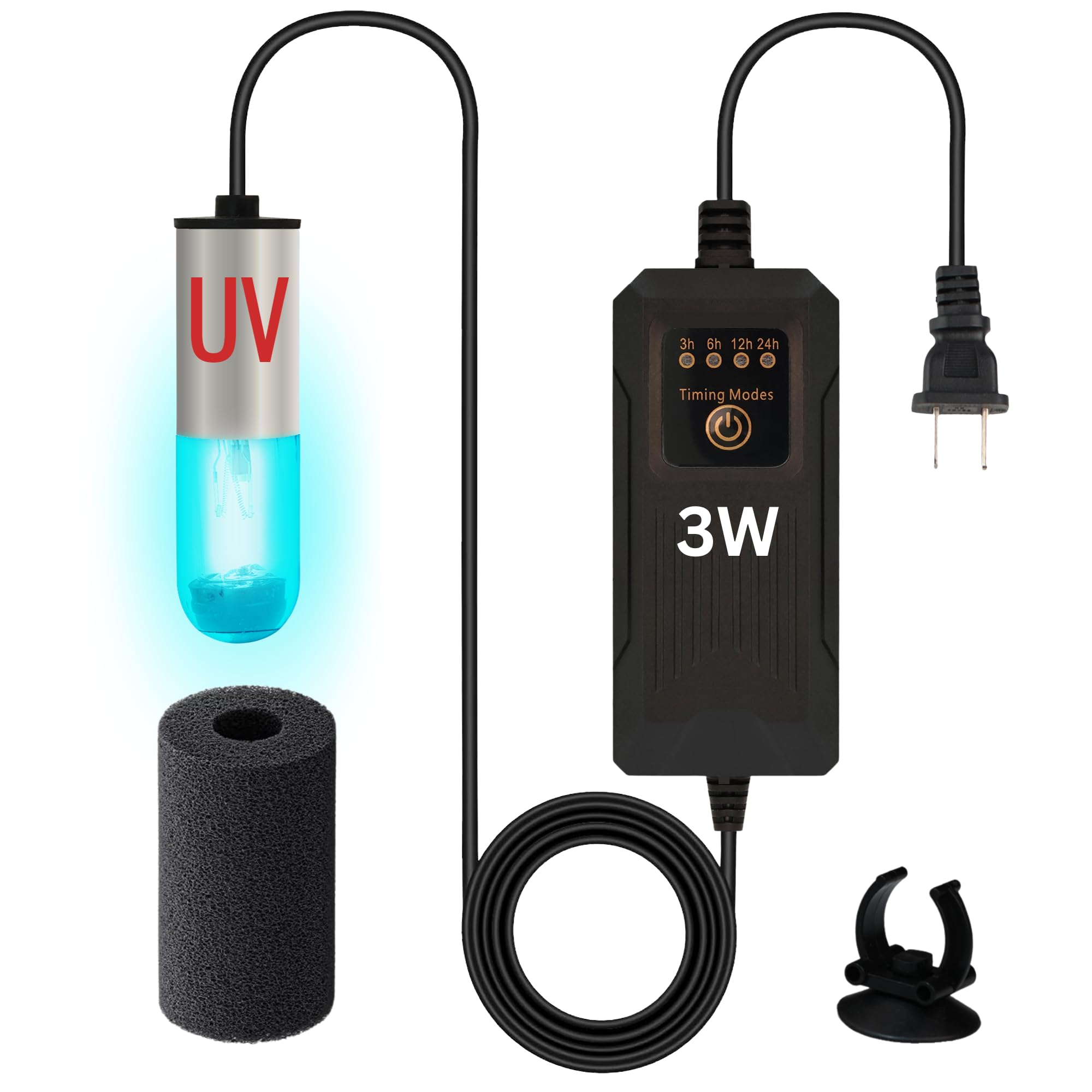 11W UV Light for Aquariums with 4 Timer Modes | UV-C Light for Sump Filters, Top & Bottom Filter Boxes, External Filter Chambers