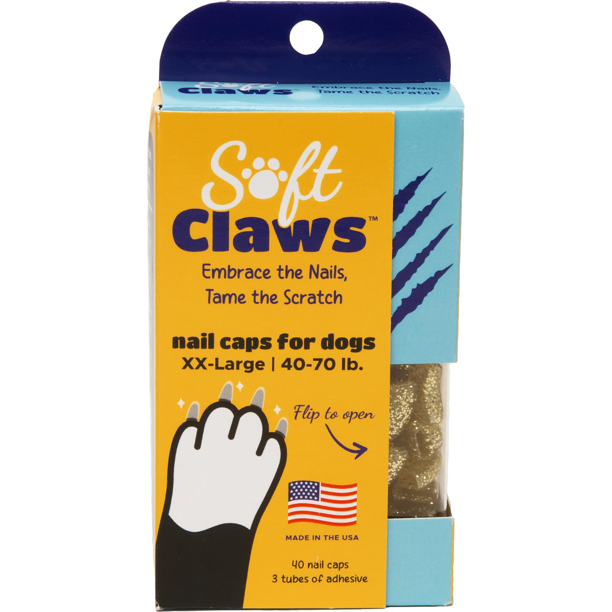 Canine Soft Claws Nail Caps, Xx-Large, Gold