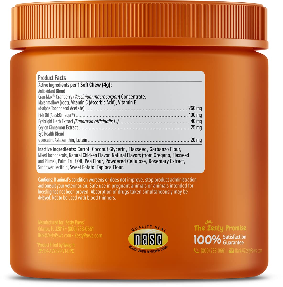 Zesty Paws Tear Stain Support Soft Chews for Dogs - for Eye Moisture + Vision & Immune Support - Functional Supplements with Fis