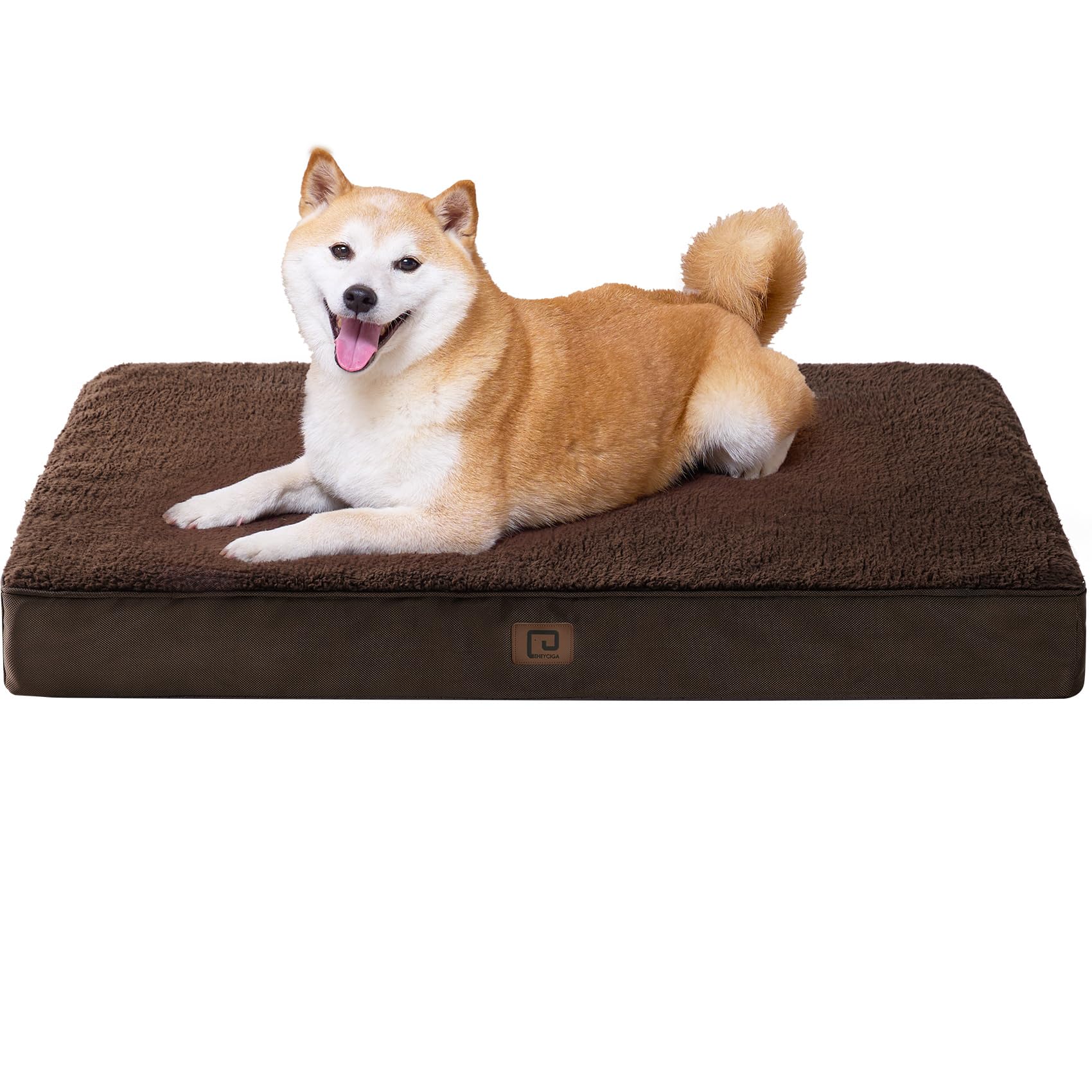 Eheyciga Orthopedic Foam Dog Bed For Large Dogs, 35'L X 23'W X 3.5'Th, Brown