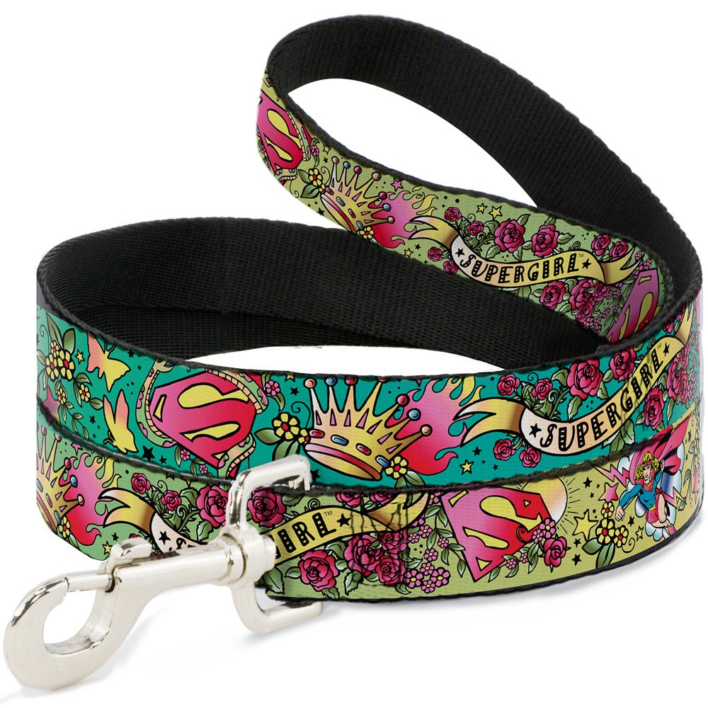 Buckle-Down Pet Leash - Supergirl Tattoo Scene - 4 Feet Long - 1' Wide