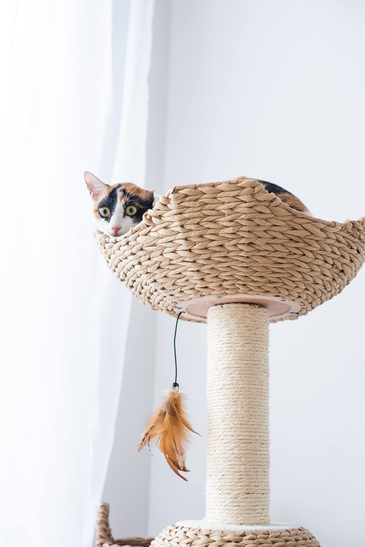 Petpals Hand-Made Paper Rope Natural Bowl Shaped With Perch Cat Tree (Lookout Cat Tower)