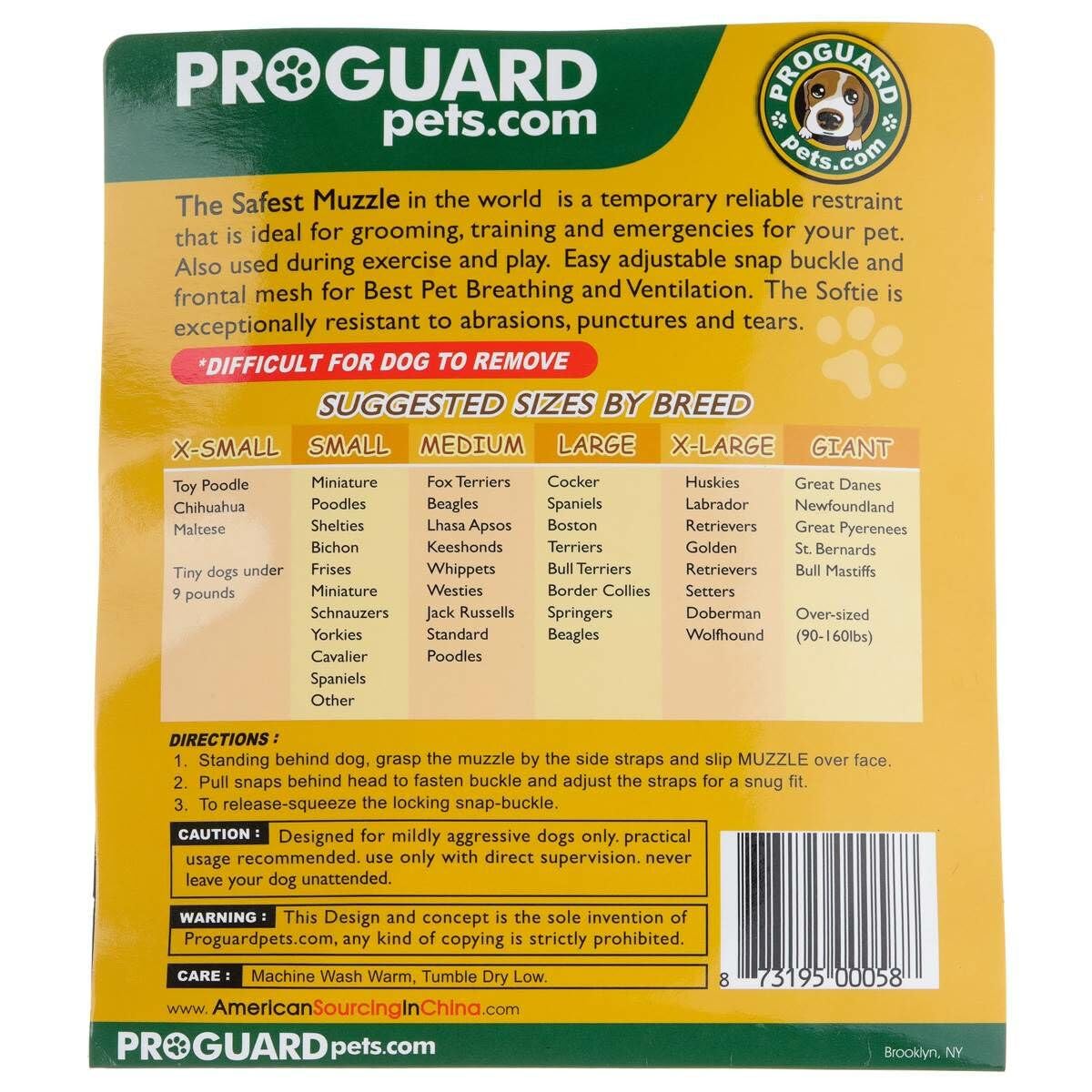 Proguard Softie Dog Muzzle,Green, Large