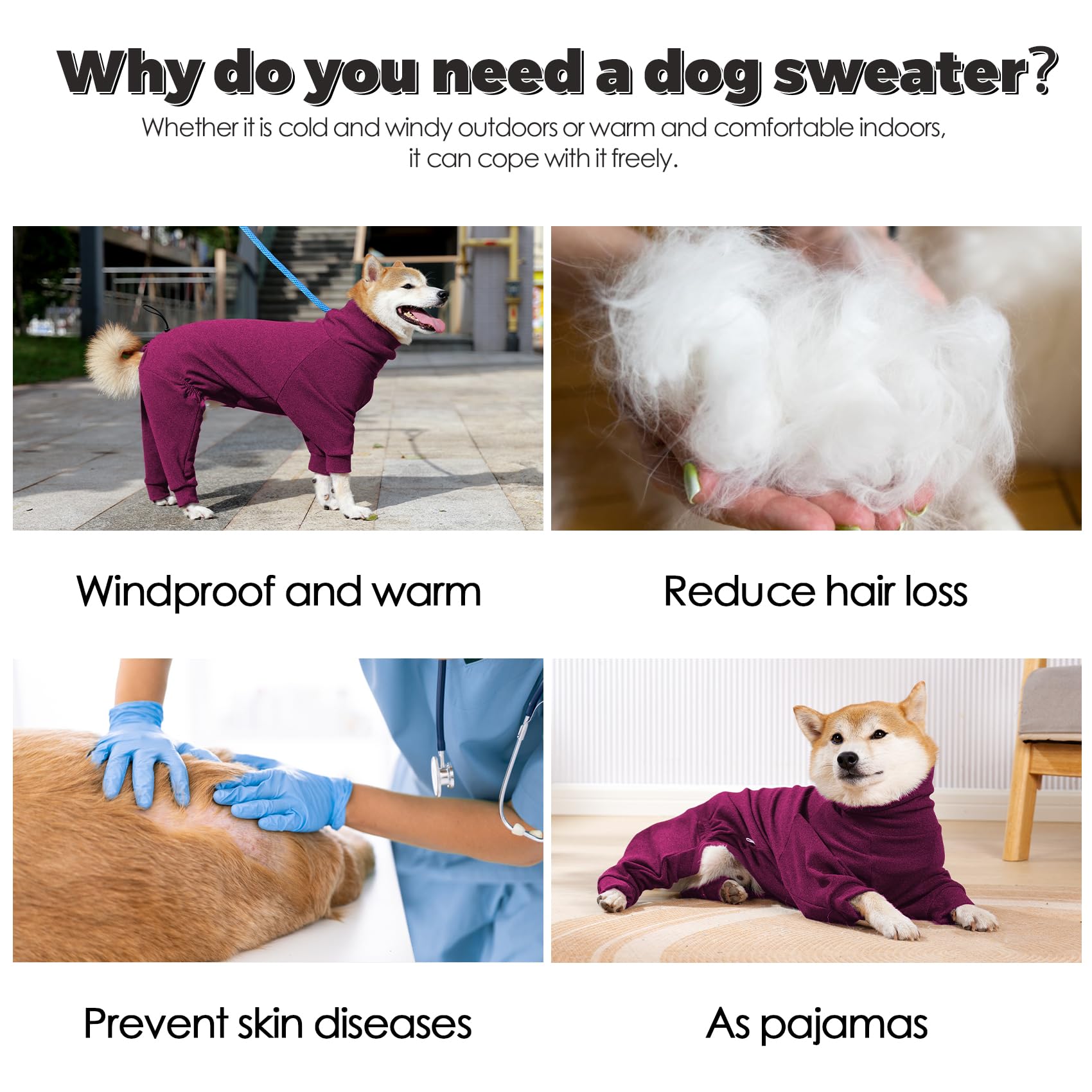 Dotoner Pullover Dog Sweater High Collar with Leash Hole Cold Weather Vest for Dogs Dog Winter Clothes for Indoor and Outdoor Us