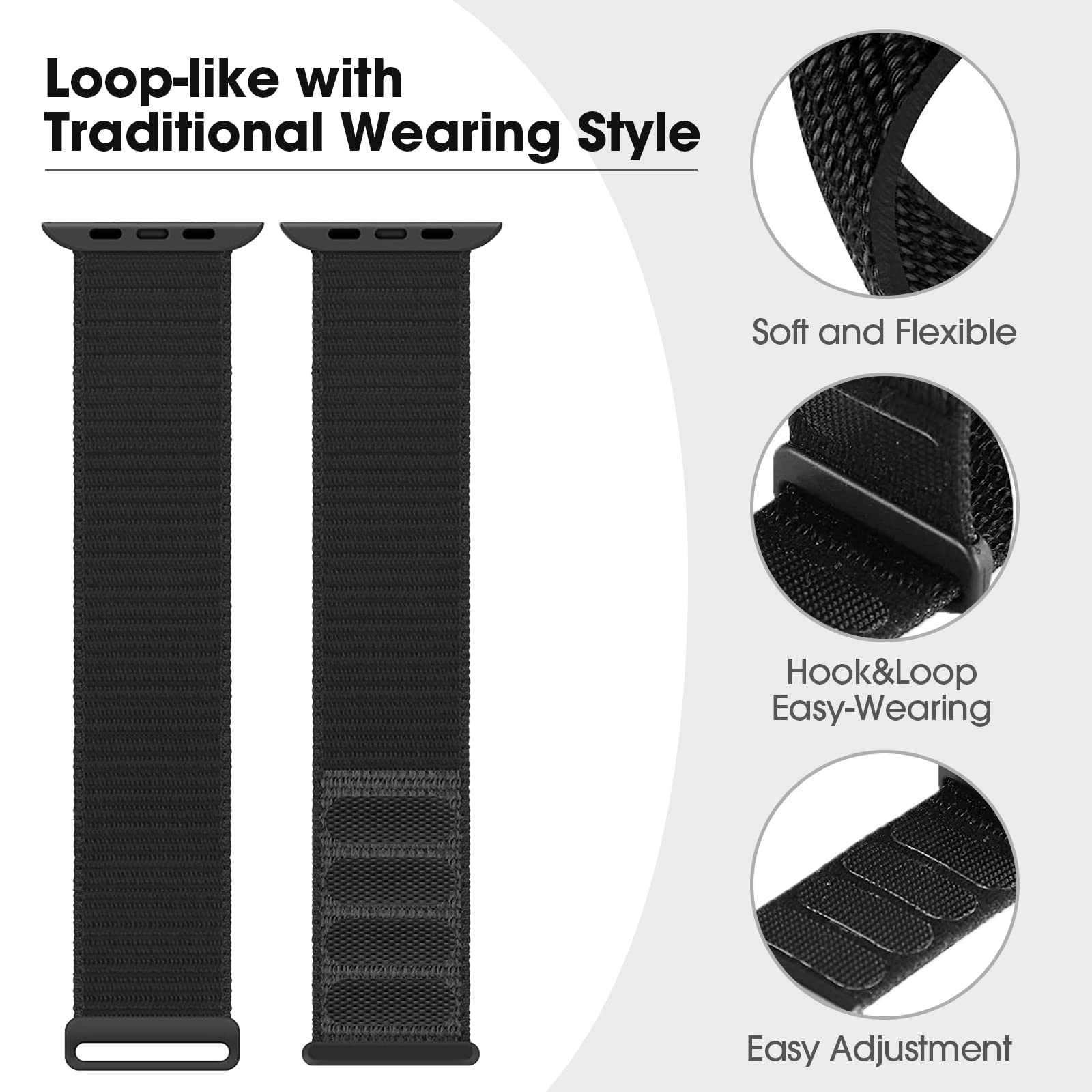Blackpro For Kids Apple Watch Band, Breathable Soft Nylon Loop Strap For Boy Girl, Compatible With Apple Watch Series 7654321Se