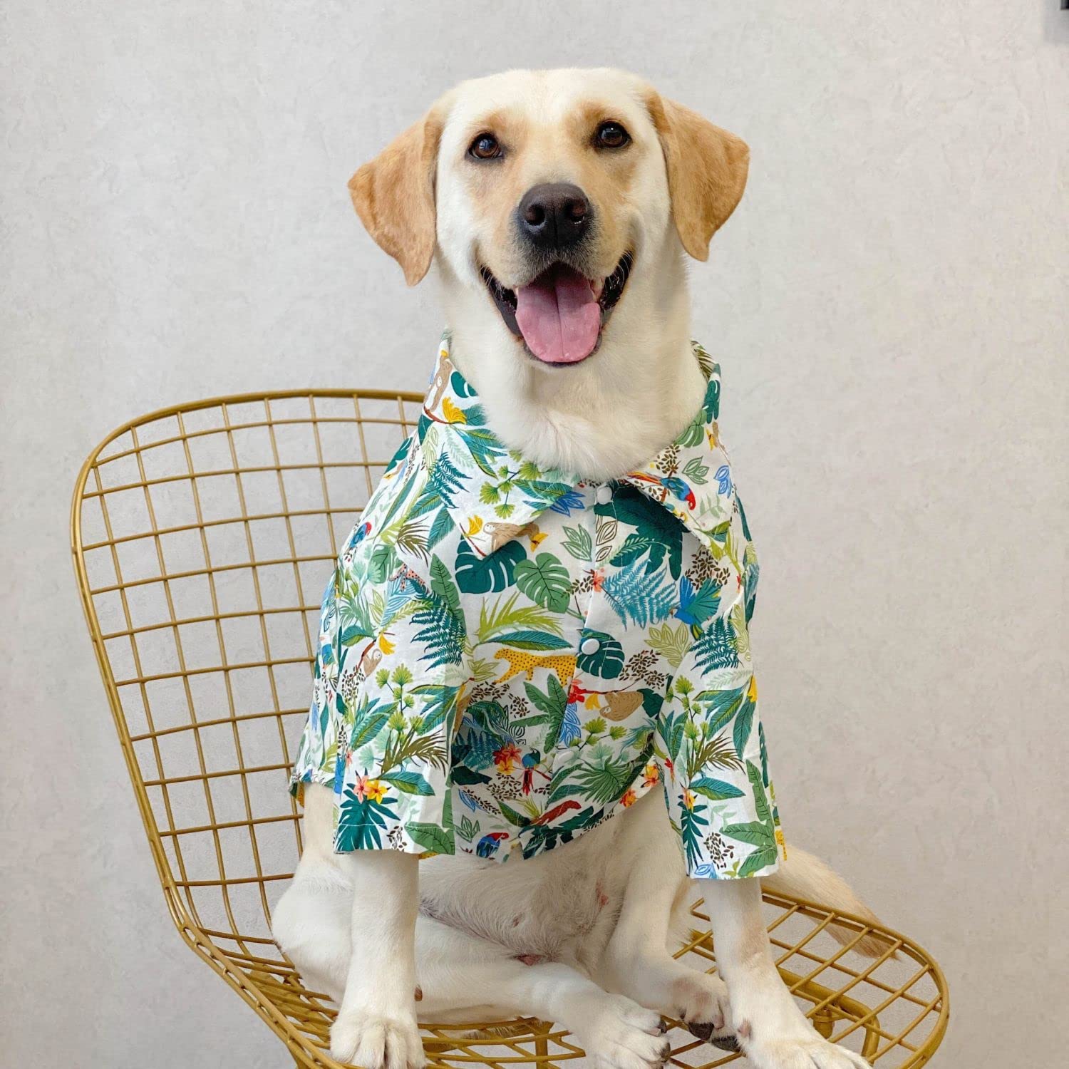 Harikaji Dog Hawaiian Shirt, Summer Pet Clothes Large Dog Cool Costume Beach T-Shirt For Medium Large Dog(White,4Xl)