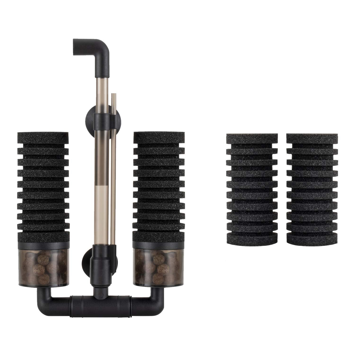 Hygger Aquarium Double Sponge Filter, Comes With 2 Spare Sponges (S)