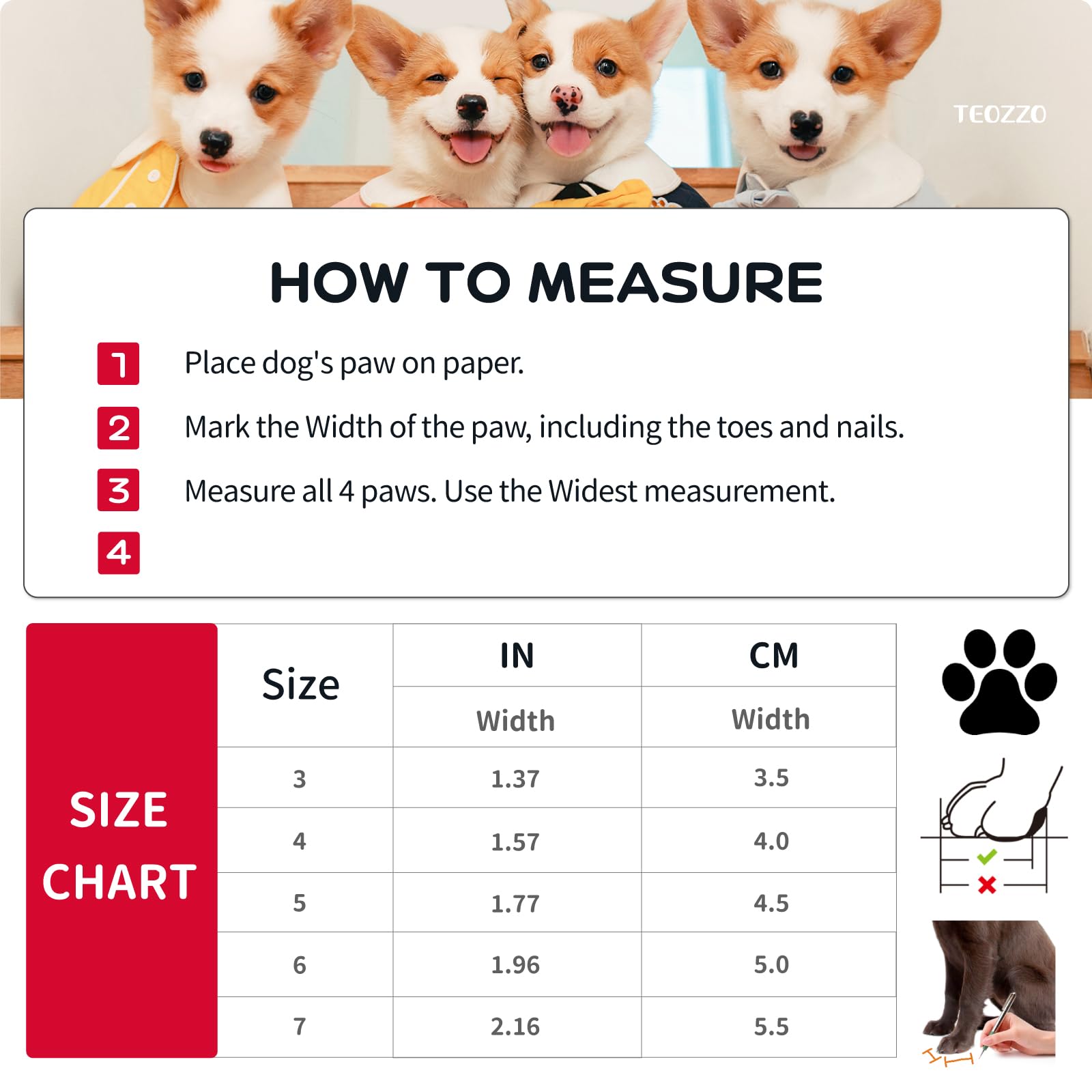 Teozzo Dog Boots Dog Snow Boots For Winter Dogs Boots & Paw Protector Warm Dog Booties For Puppy With Reflective Strip Dog Shoes