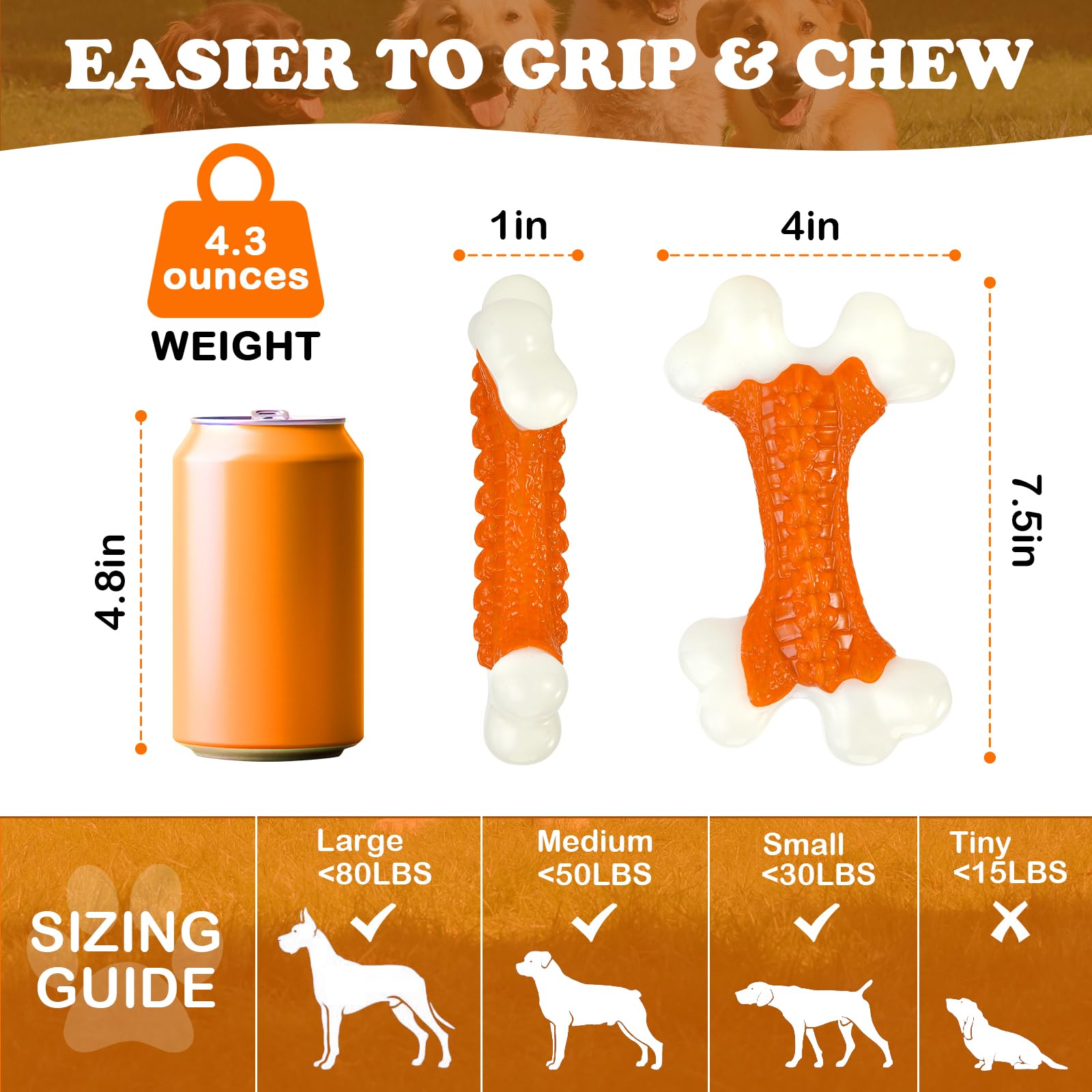 Kseroo Dog Toys 2 Pack, Dog Toys For Aggressive Chewers Large Breed, Aggressive Chew Toys For Large Dogs (2 Pack)