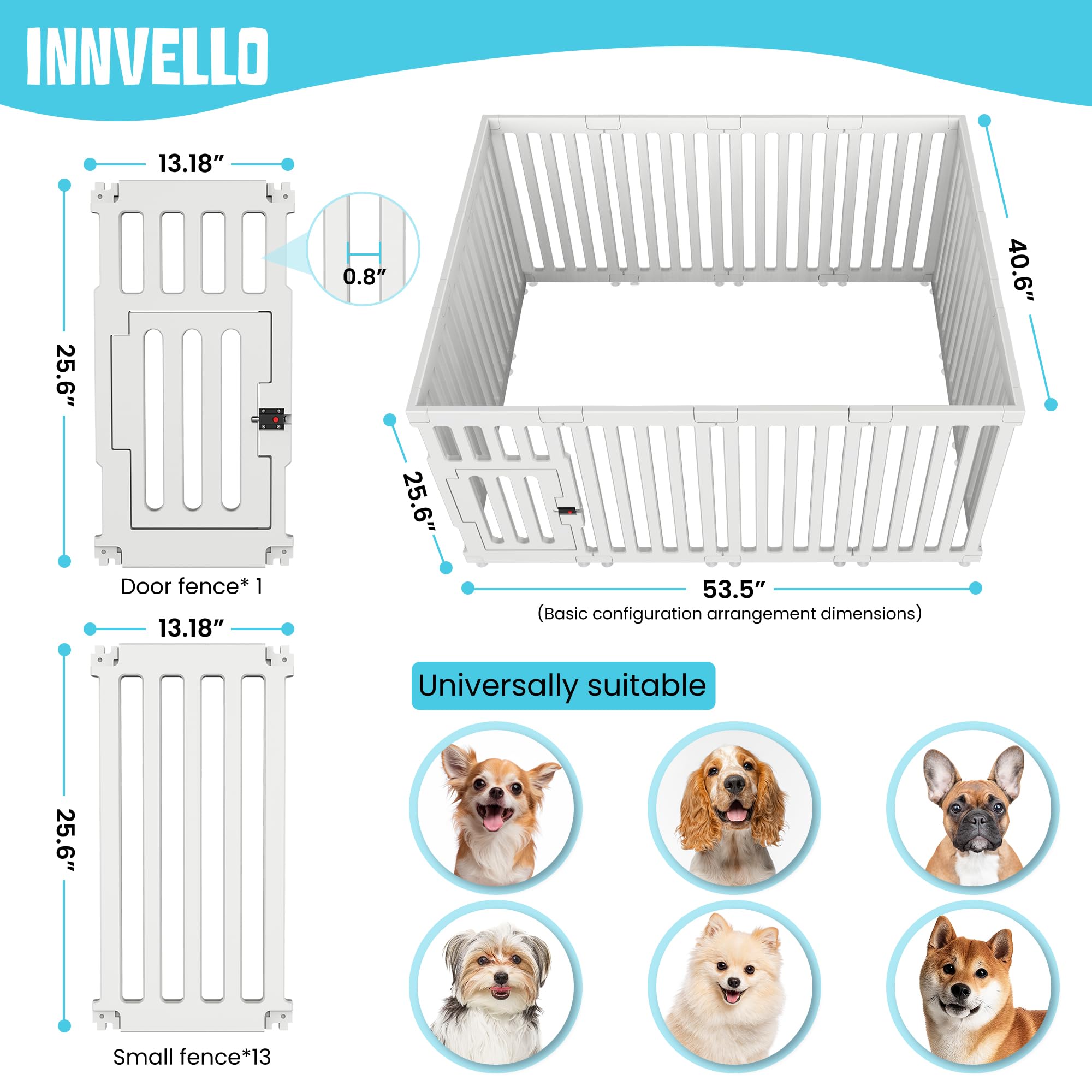 Innvello Dog Playpens Indoor In Strong Plastic,14 Panel,25.6In H Non-Slip Puppy Playpen,Pet Playpen Indoor Suitable For Small Do