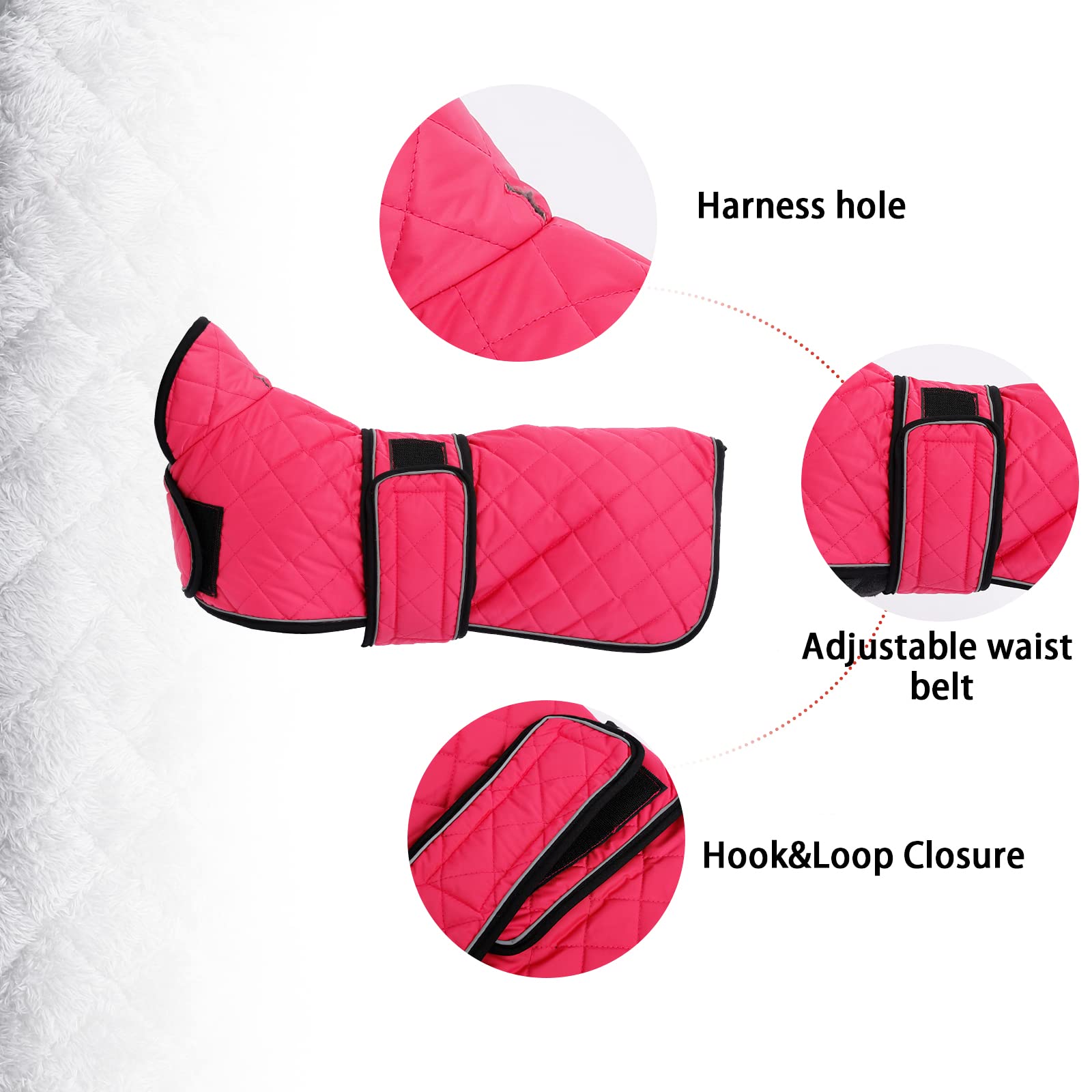 Warm Thermal Quilted Dachshund Coat, Dog Winter Coat With Warm Fleece Lining, Outdoor Dog Apparel With Adjustable Bands For Medium, Large Dog-Pink-S