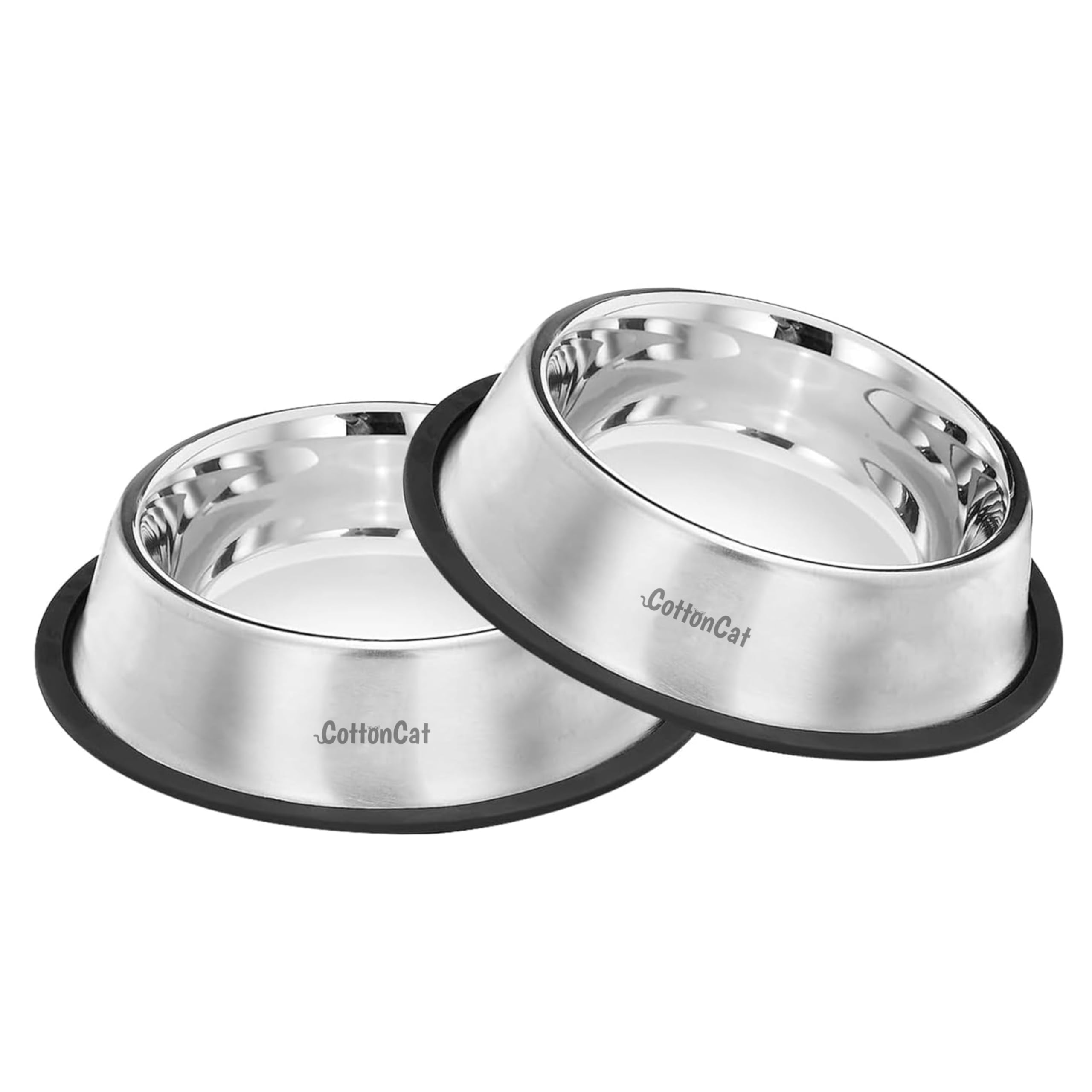 Cottoncat Stainless Steel Pet Bowl Set Of 2 (1000Ml Each) | AntiSkid, RustProof Food & Water Bowls For Dogs & Cats | Durable, 