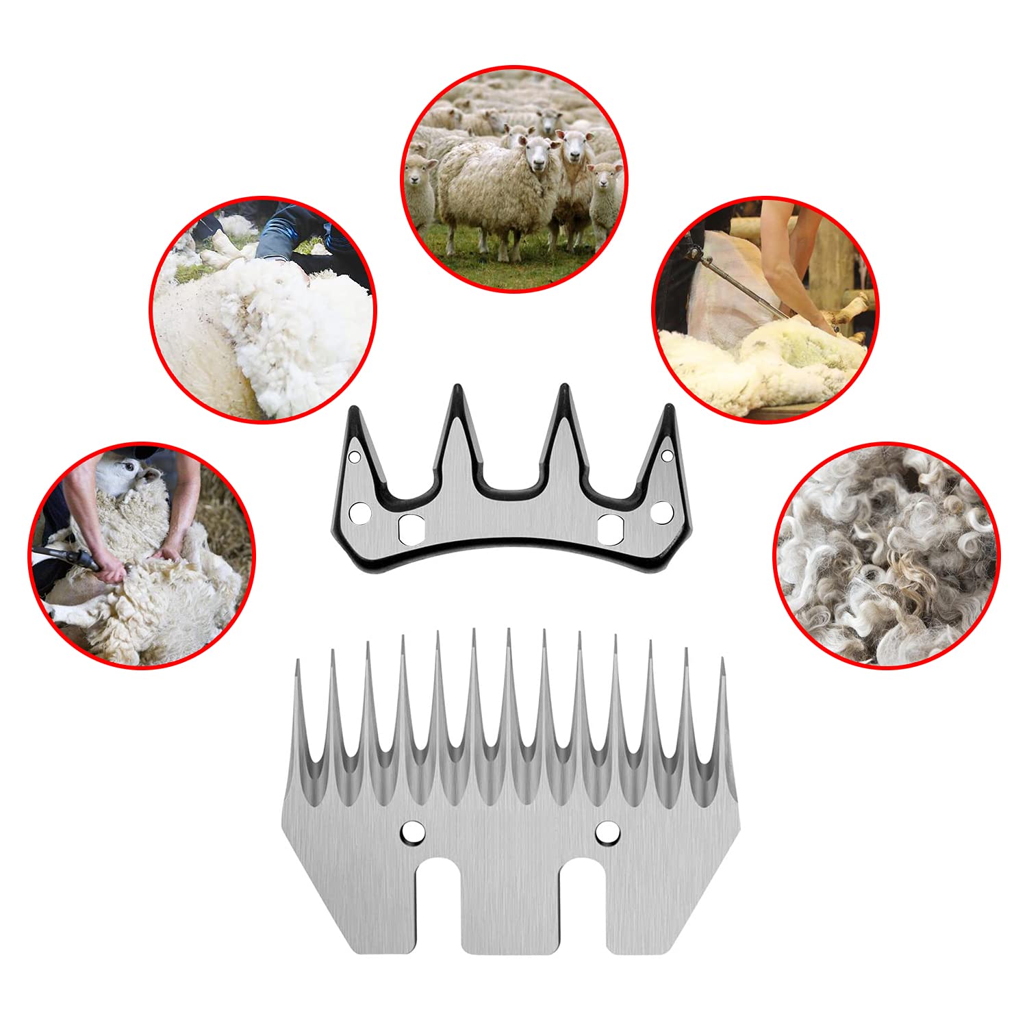 Dragro Sheep Clippers Replacement Blades - Professional Stainless Steel for Thick Coats - Black, SheepClipper-Blade