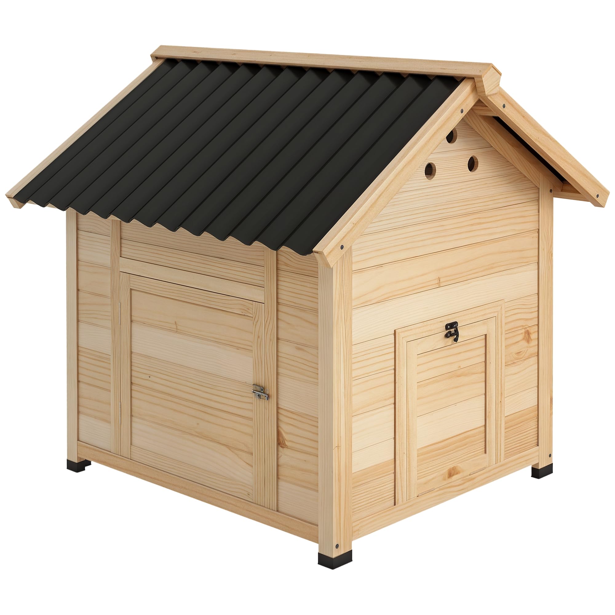 PawHut Duck Coop, Wooden Duck House, Outdoor Small Animal House with Openable Roof, Double Doors, Removable Base for 1-3 Ducks, 