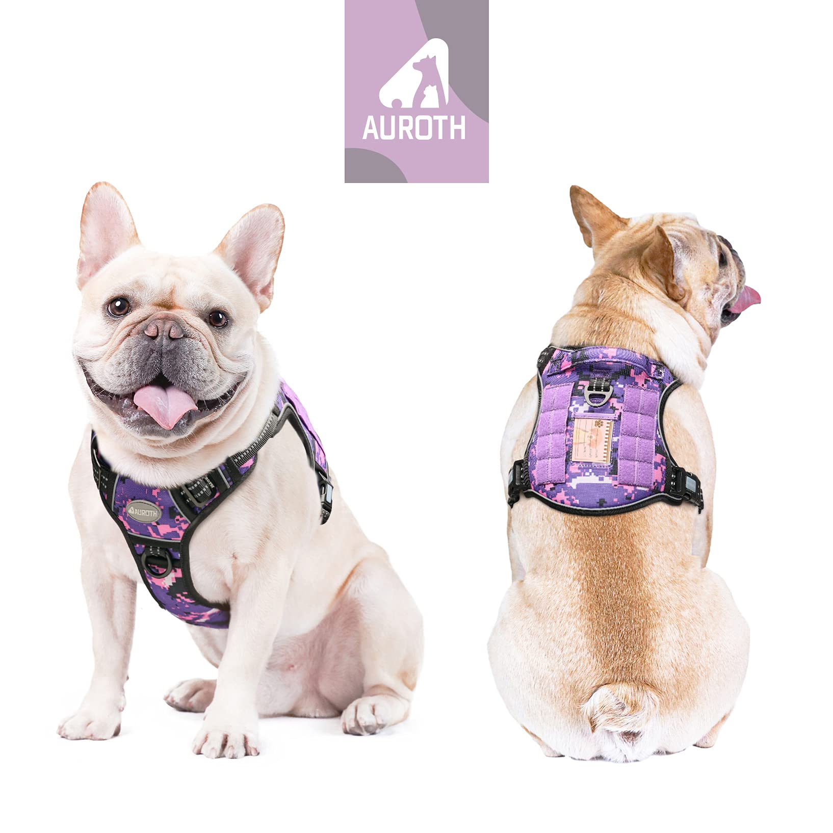AUROTH Tactical Dog Harness for Small Medium Large Dogs No Pull Adjustable Pet Harness Reflective K9 Working Training Easy Contr