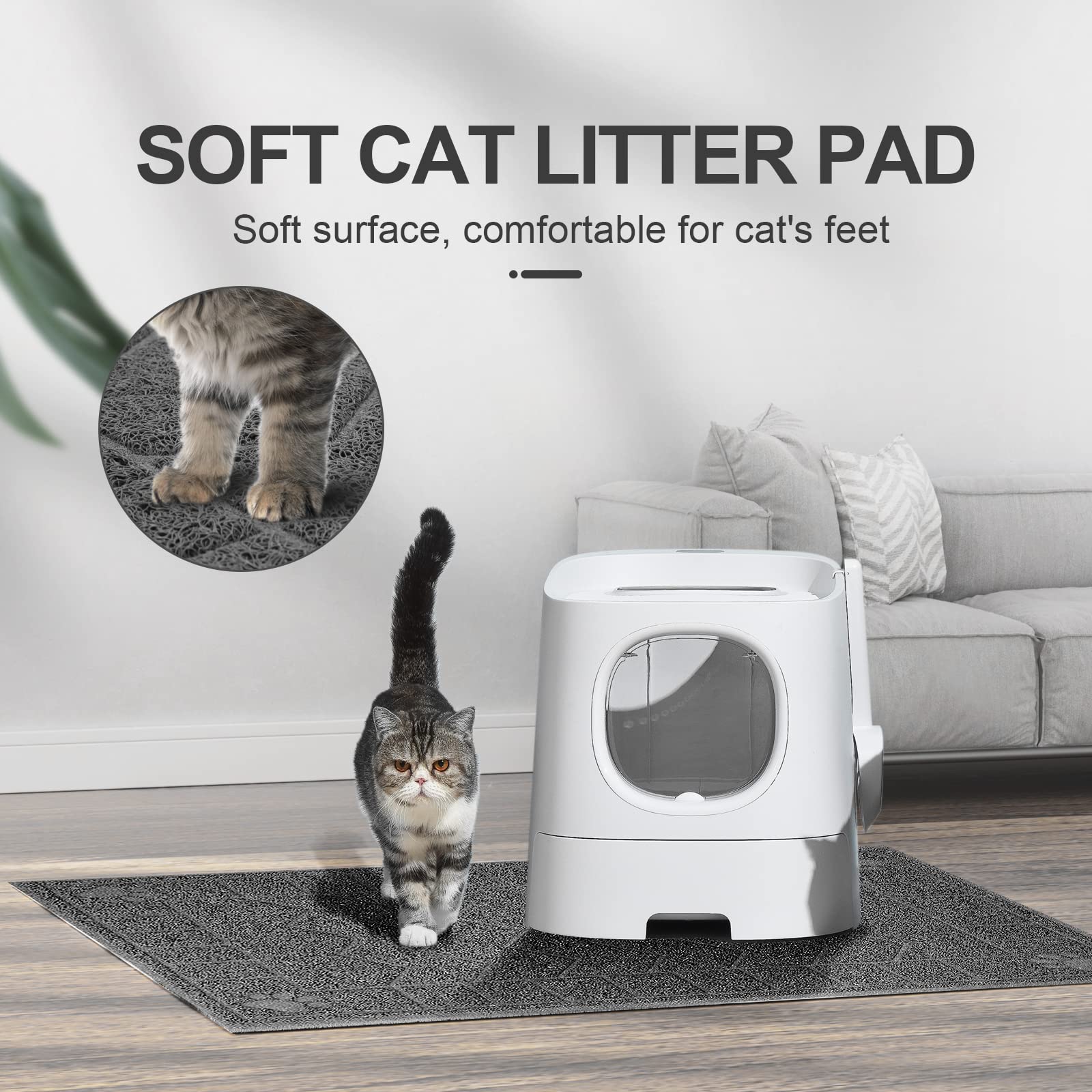 Motsamla Cat Litter Mat, Litter Trapping Mat Soft On Kitty Paws, 35' X 24' Kitten Litter Box Mat For Cleaner Floors, Waterproof, Easy Clean, Durable Large Size Cat Litter Pad For Kitten.