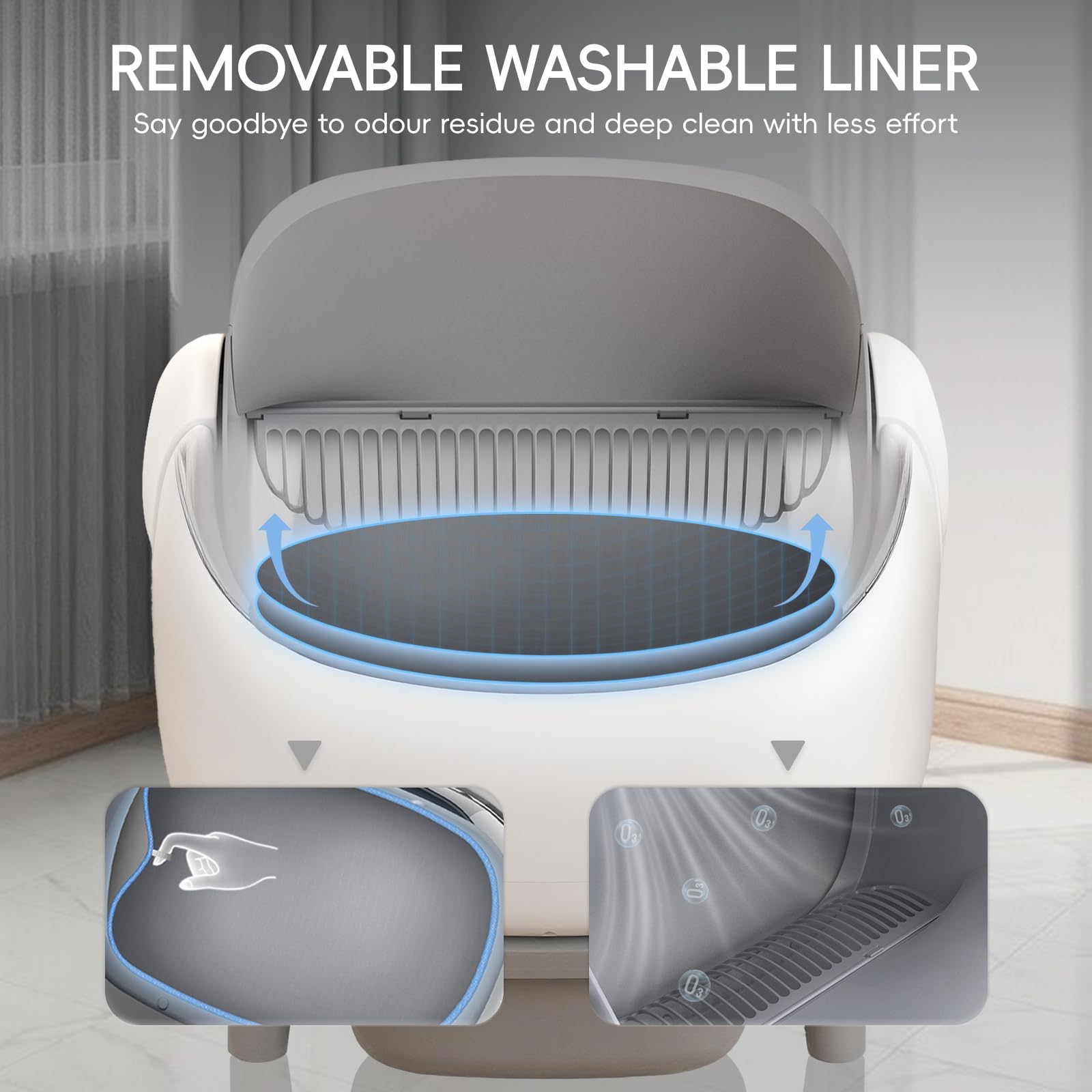 Open-Top Self Cleaning Litter Box, Automatic Litter Box with Dual Safety Sensors, Anti-Pinch Protection, Large Capacity, APP Con