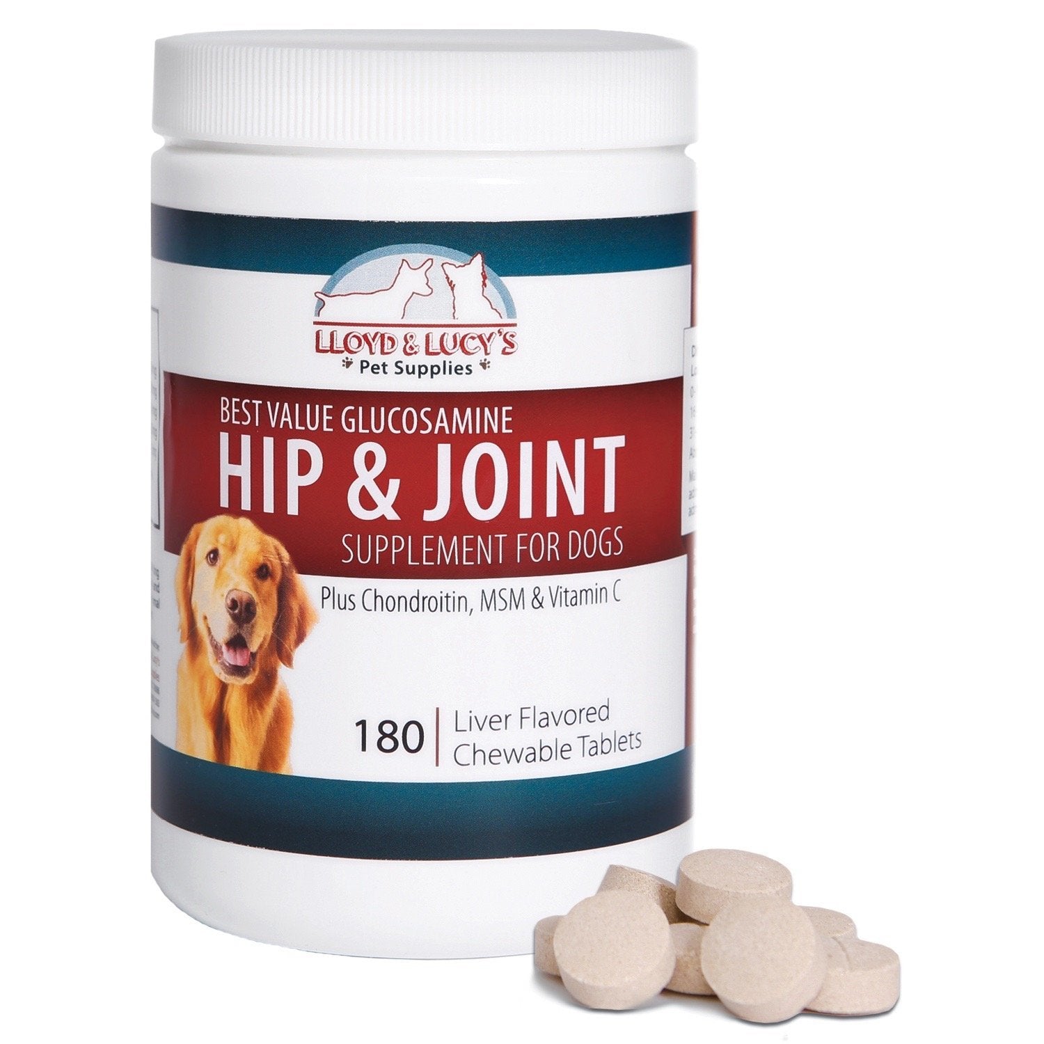 Lloyd & Lucys Hip and Joint Supplement for Dogs - Chewable Multivitamin with Glucosamine, Chondroitin, MSM and Vitamin C - Heal