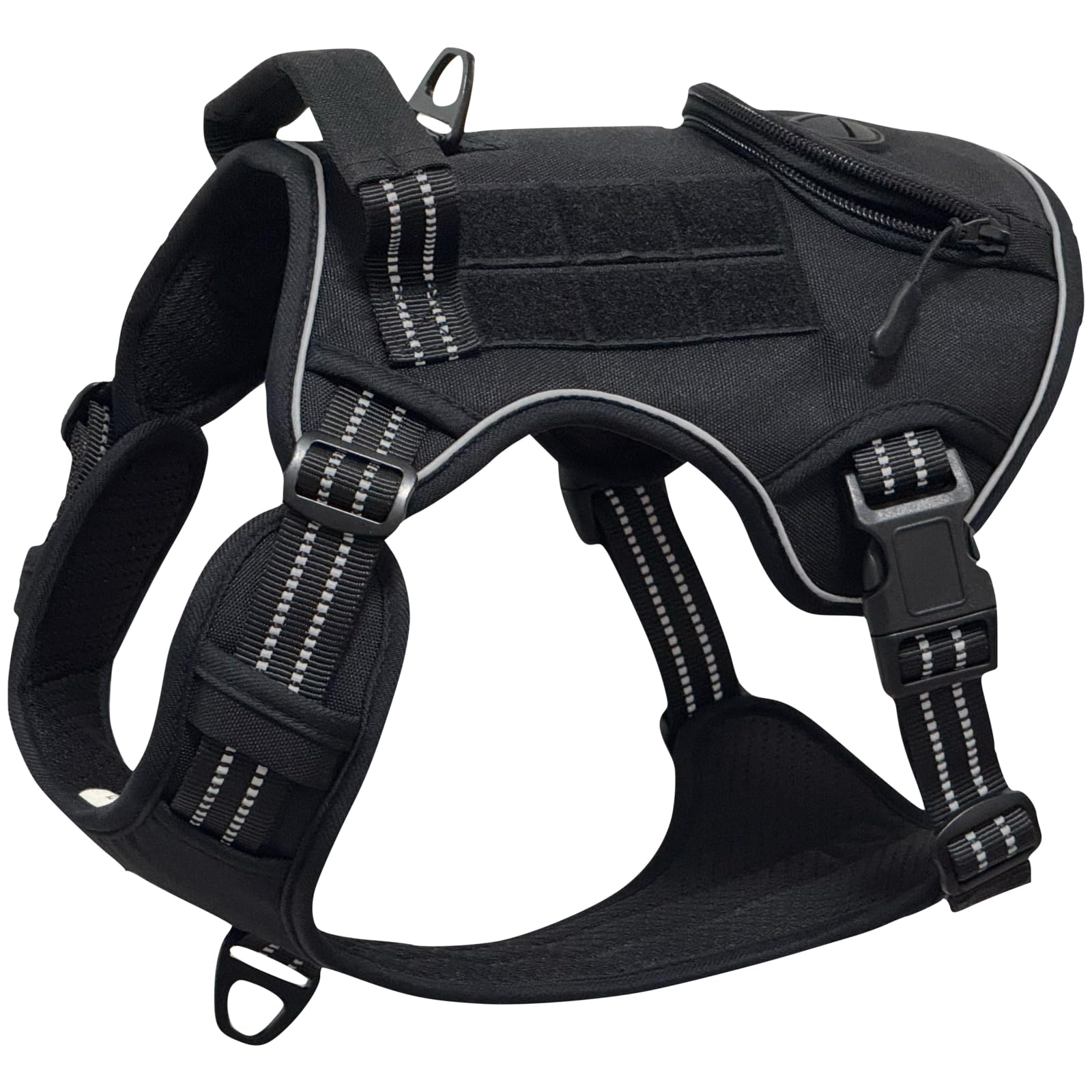 Mokapaw Tactical Dog Harness For Extra Large Dogs, No Pull Harness With 2 Clips, Adjustable & Reflective Heavy Duty Large Dog Ha