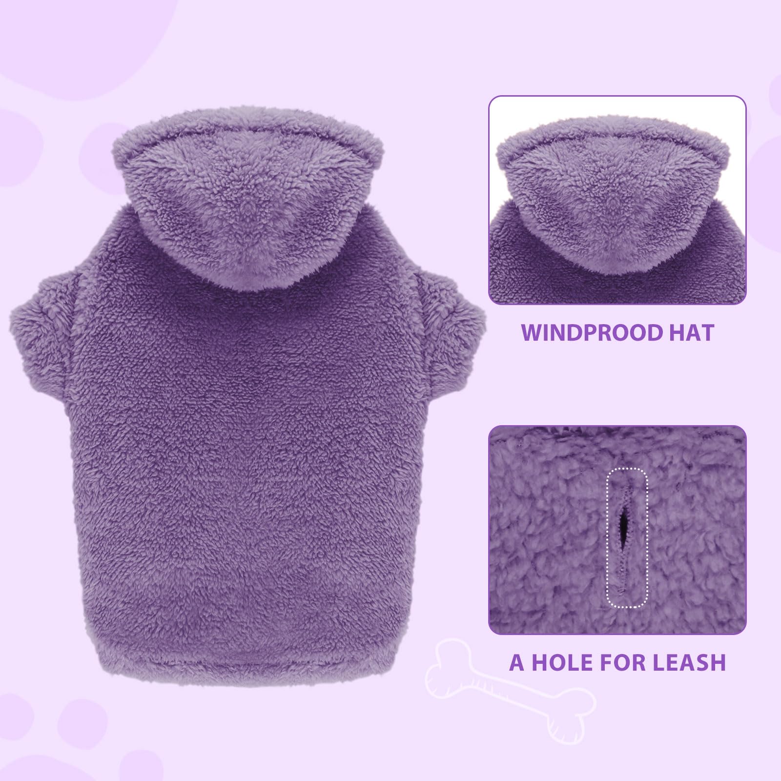Fuzzy Dog Sweaters For Large Dogs Dog Hoodie Dog Clothes Warm Soft Dog Coats Hooded Sweatshirt Dog Hoodie For Large Dogs(Purple-