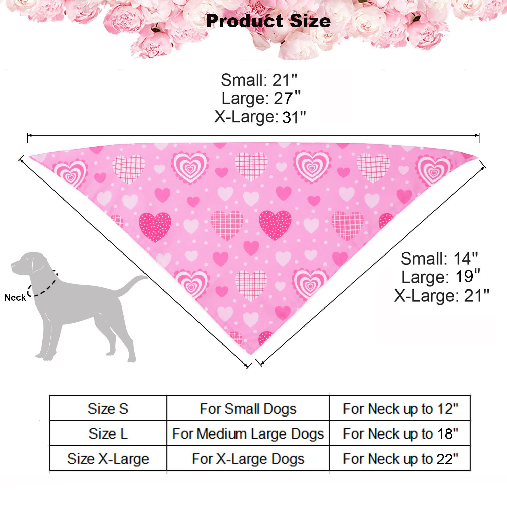 Adoggygo Valentine Dog Bandana, Multiple Sizes Offered, Triangle Dog Scarf Valentine Bandana For Medium Large Dogs (Large)