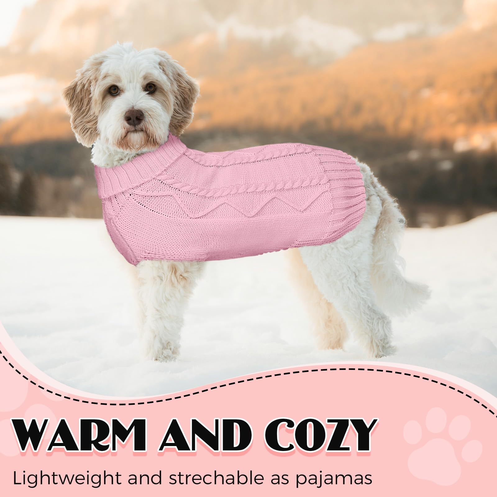 Dog Sweaters For Small Large Dogs Girl, Soft Warm Pup Dogs Shirt, Turtleneck Dog Sweaters For Medium Large Dogs, Double Knitting