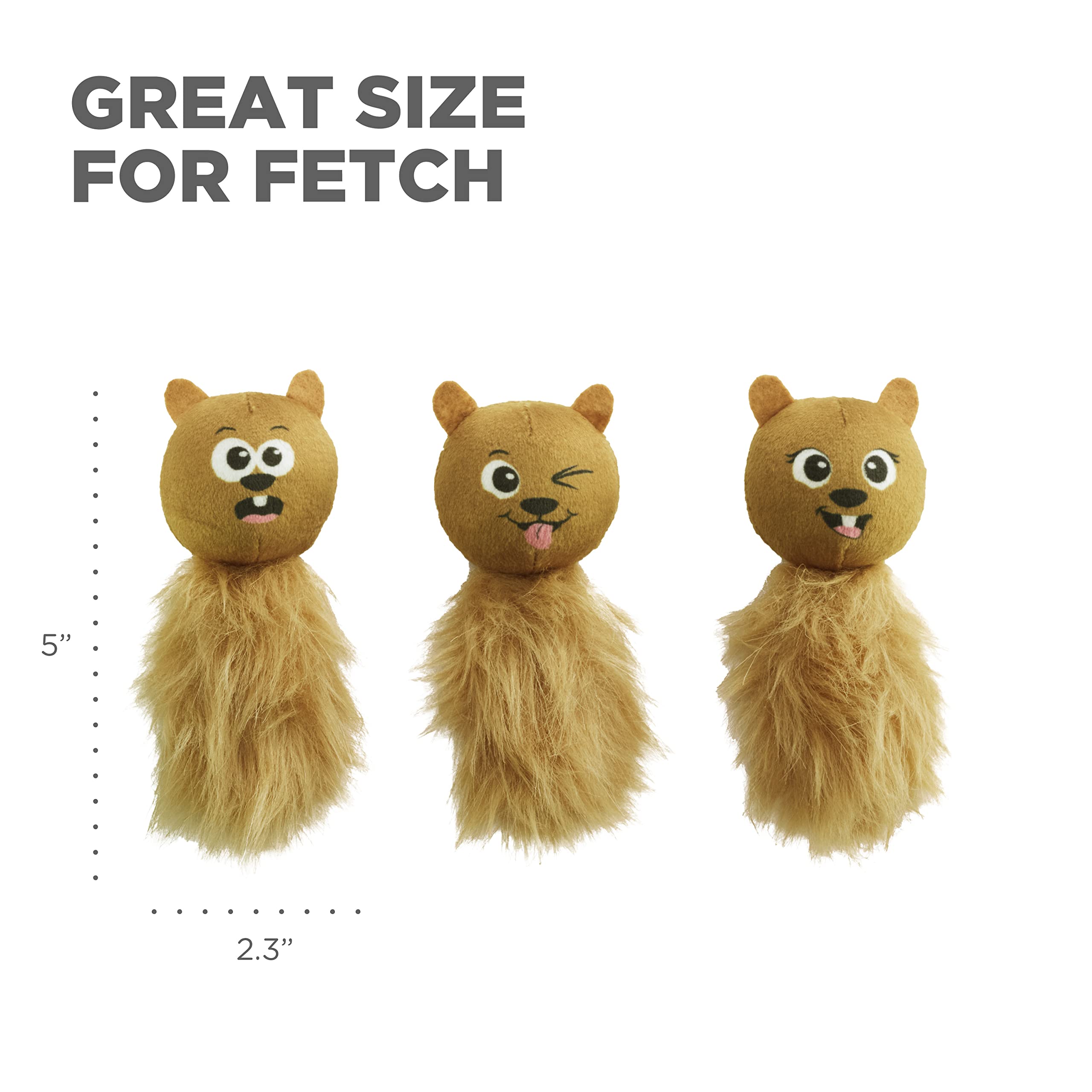 Outward Hound Nina Ottosson Plush Replacement Chipmunk Toys For Snuffle N' Treat Dog Ball Puzzle - 3 Pack