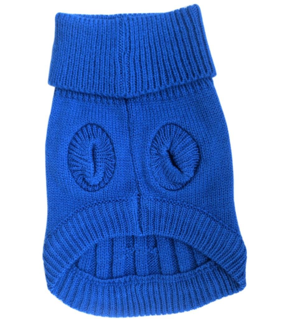 Tangpan Turtleneck Classic Straw-Rope Pro Pet Dog Sweater Apparel (Dark Blue, L)
