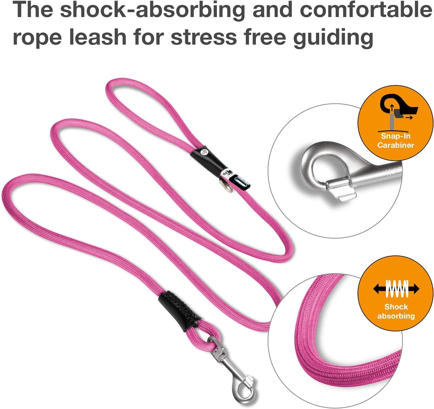 Stretch Comfort Leash Fuchsia L