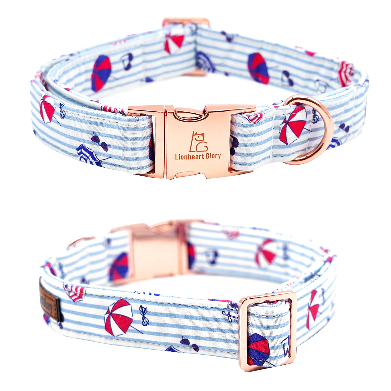 Lionheart Glory Dog Collar, Dog Collar With Bow, Summer Stripe Boy Dog Bowtie Collar Cute Pet Collar Gift For Large Dog