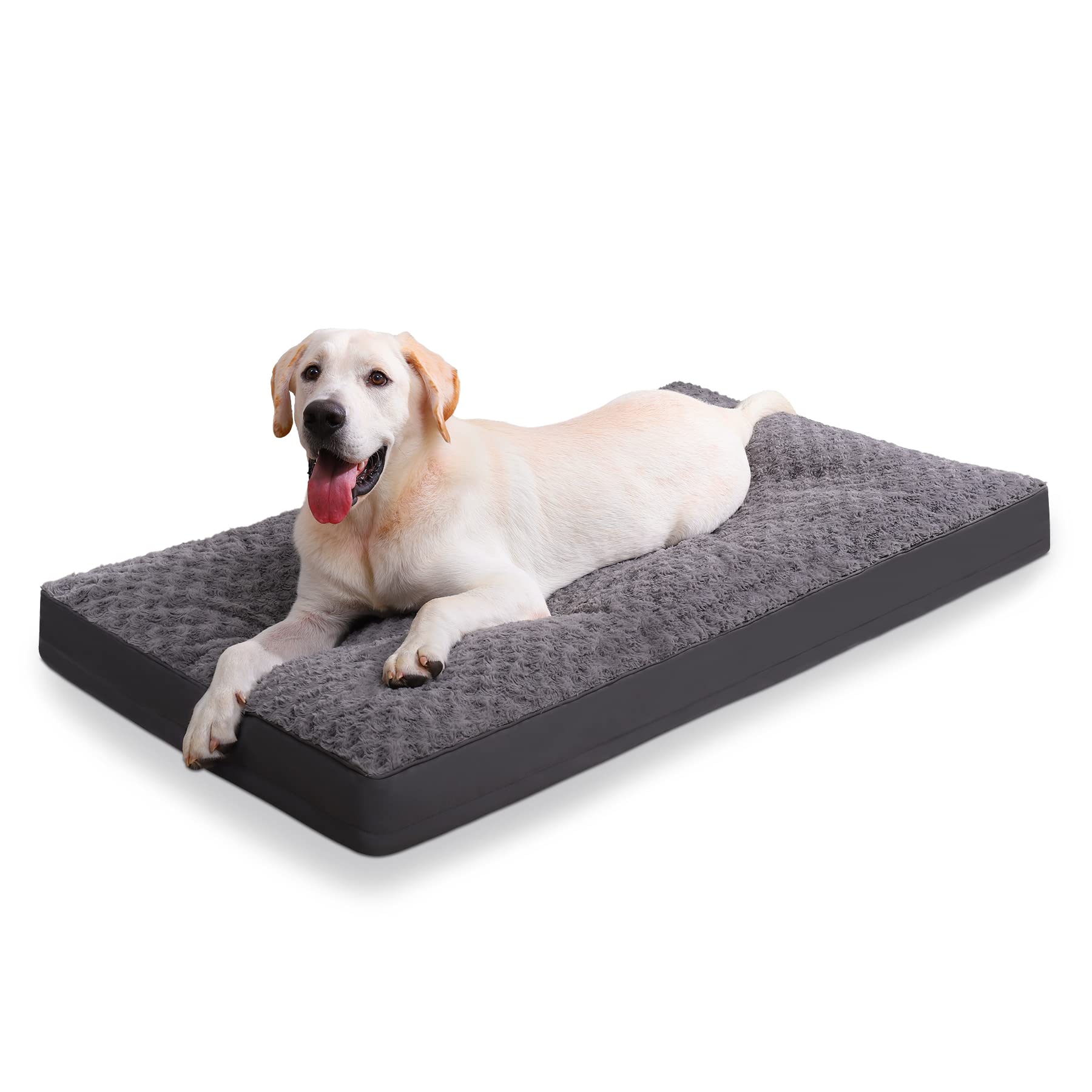 Jumbo Dog Crate Bed - Waterproof, Rose Velvet, Soft, Fluffy, Washable With Removable Cover & Anti-Slip Bottom For Extra Large Do