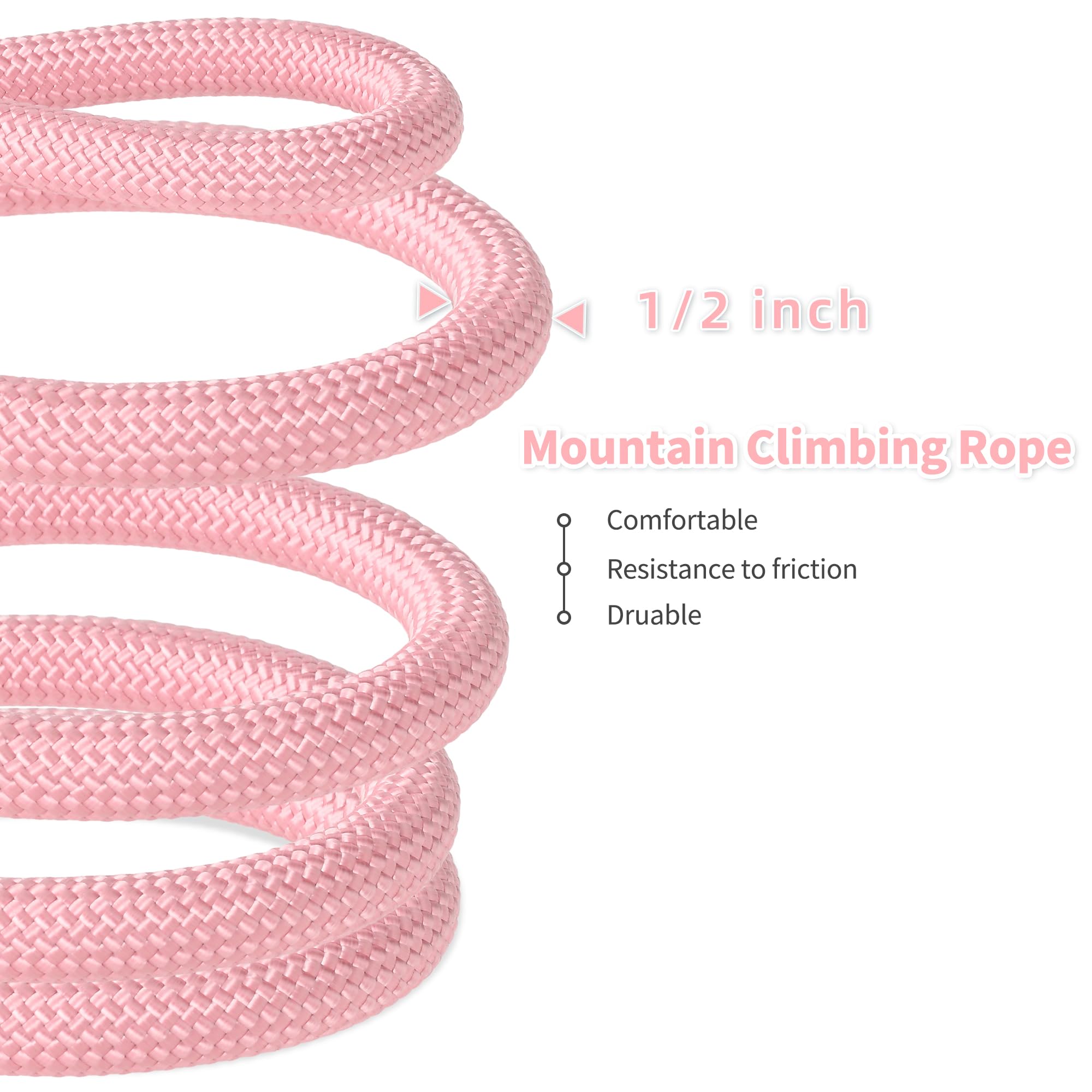Mile High Life Dog Leash, With Comfortable Padded Handle, Pink Nylon Rope Leash With Steel Tips, Heavy Duty 6 Feet Pet Leashes (