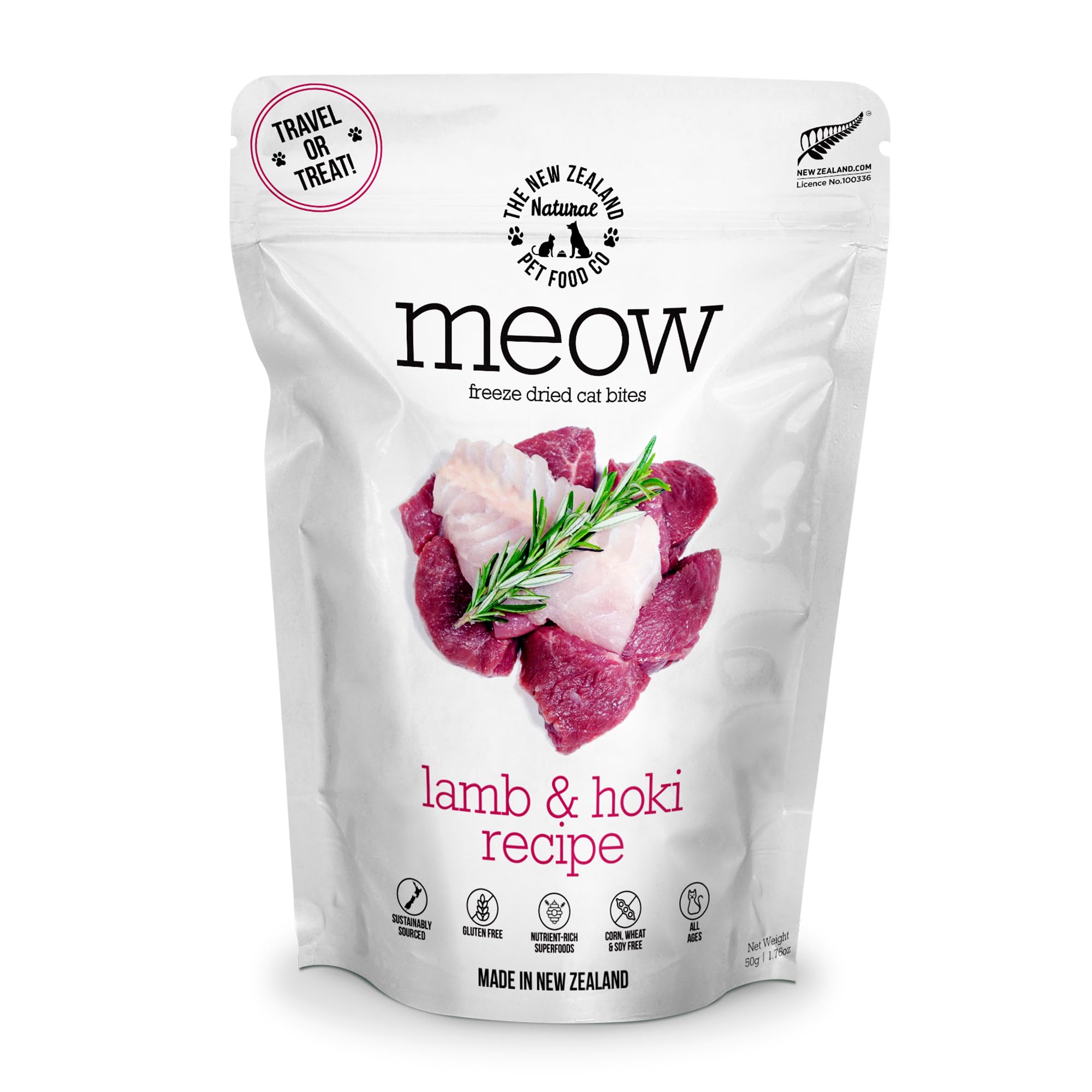 The New Zealand Natural Pet Food Co Meow Freeze Dried Cat Food - Lamb & Hoki Recipe, High Protein Treats, Meals & Toppers, Dry C
