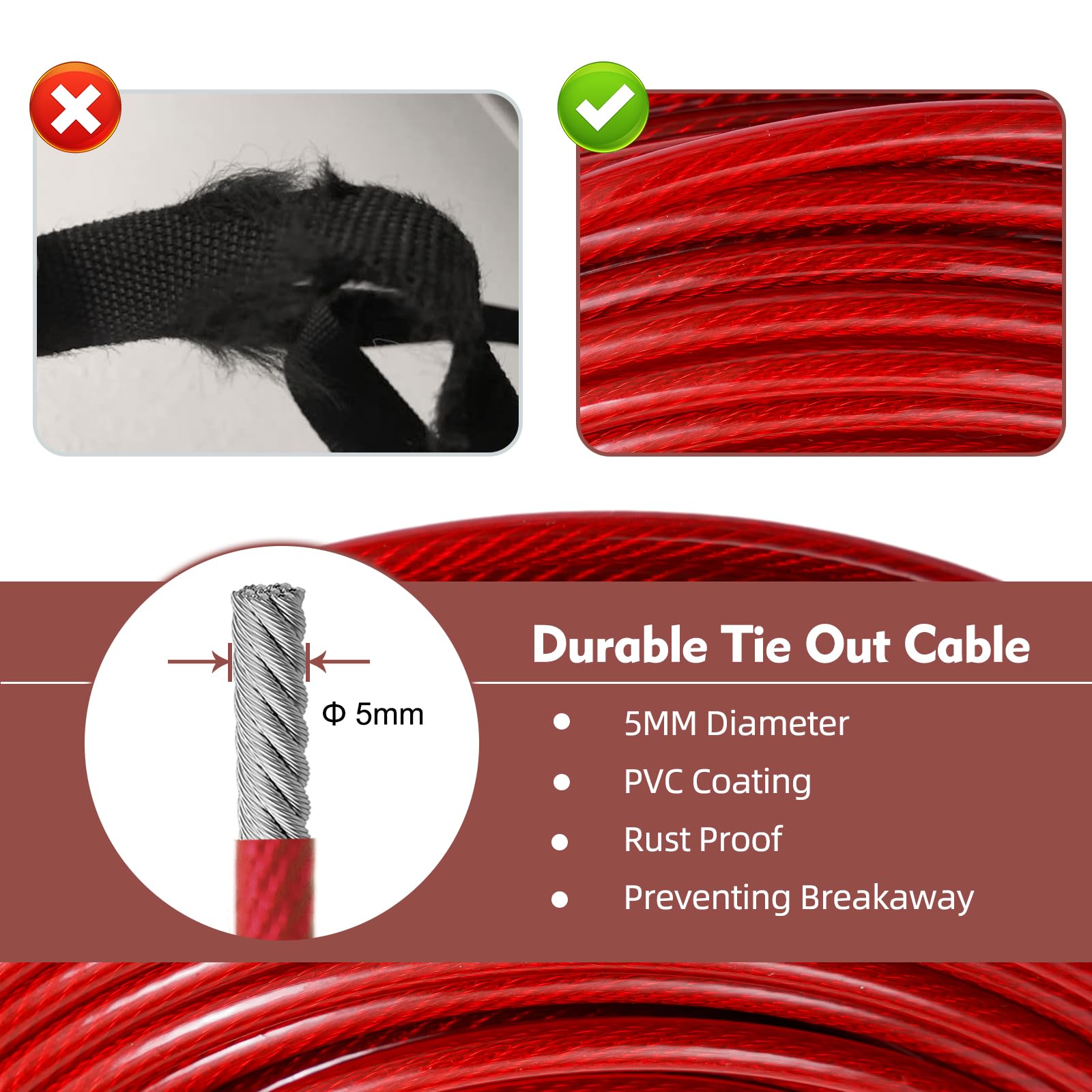 Luffwell Dog Runner For Yard, 120Ft Long Dog Lead With 15Ft Shock Absorption Spring And Pulley Dog Tie Out Cable For Small Medium Large Dogs, Dog Trolley System For Dogs Run In Yard, Park And Outside