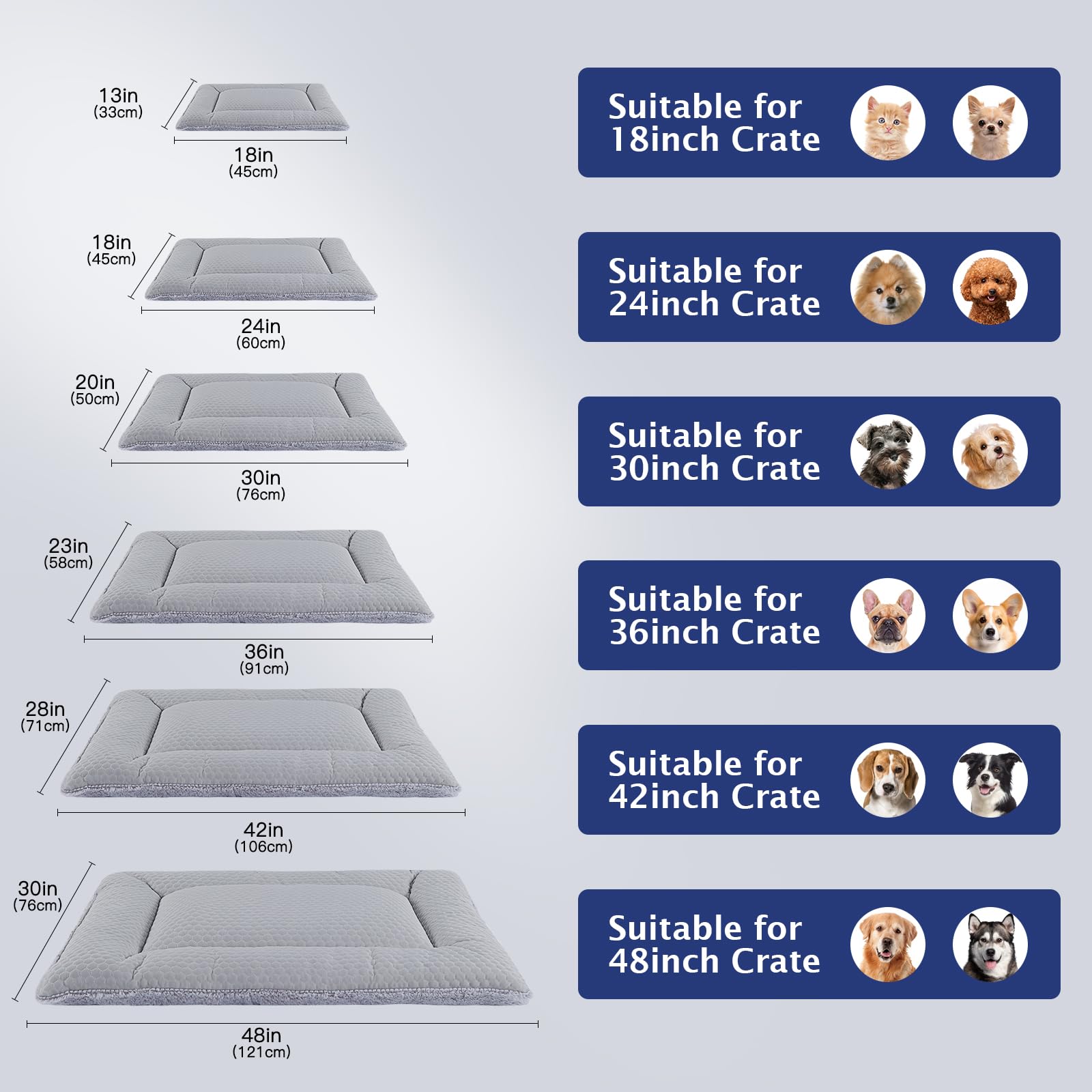 Vetasac Dog Bed Mat,Crate Pad Reversible,Soft Kennel Pad, Washable Dog Crate Mat (Cool And Warm),Pet Sleeping Mattress For Small