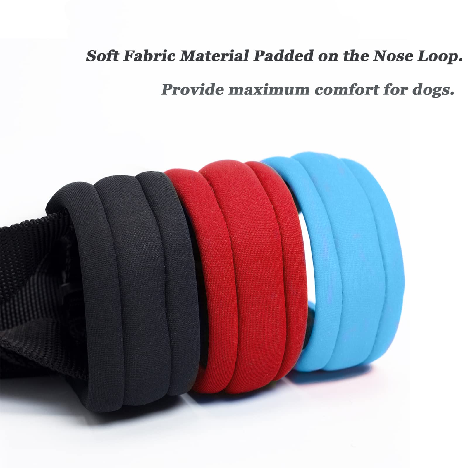 Dog Head Collar, Fabric Padded Head Collar For Dogs To Prevent Pulling, Head Leash For Small Medium Large Dogs Walking(L,Lake Bl