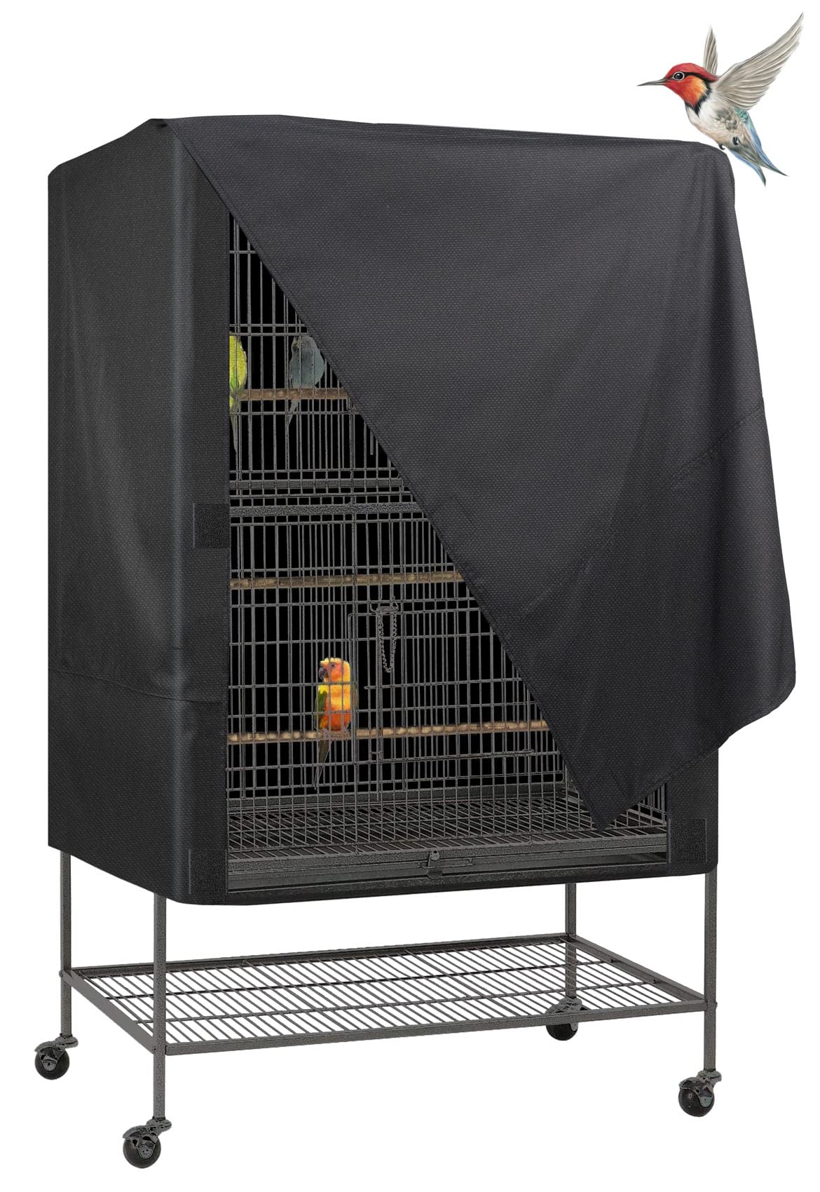 Explore Land Bird Universal Pet Cage Cover For Night For Cats, Mink, Totoro, Parakeet, Parrot And Small Animals (Black, L)