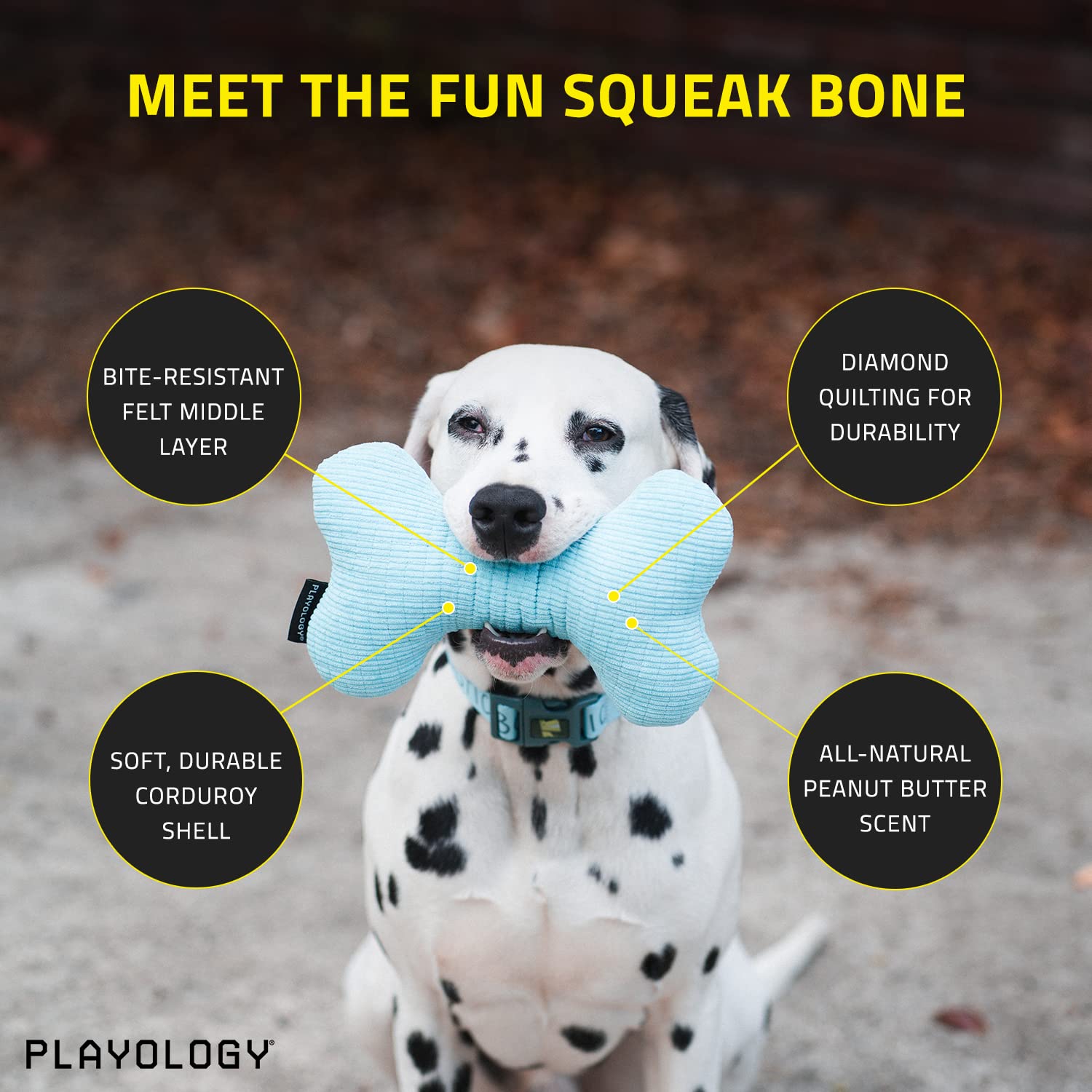 Playology Plush Squeaky Bone Toy For Large Breed Dogs (35Lbs & Up) - Engaging All-Natural Beef Scent