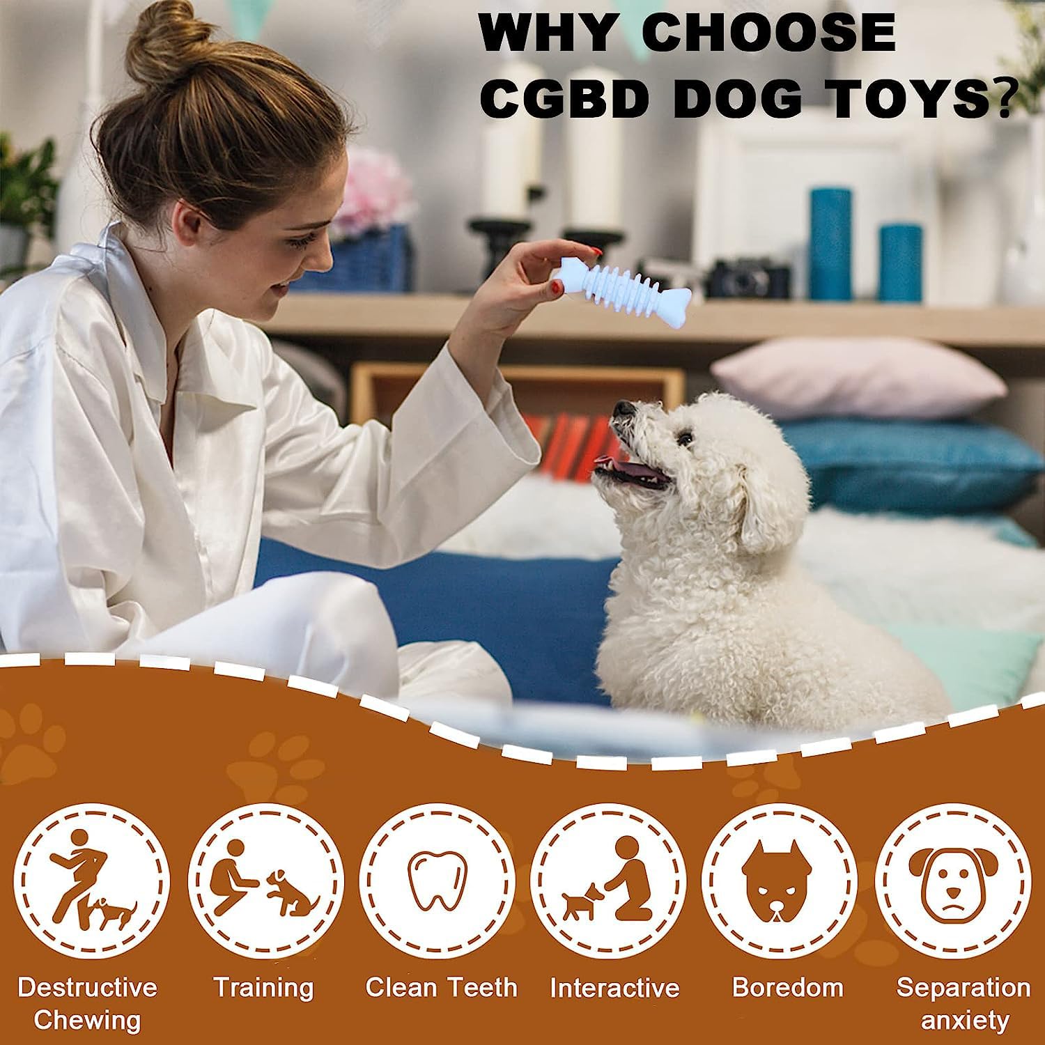 Cgbd Puppy Toys, 6 Pack Dog Chew Toys For Puppy, Cute Blue Small Dog Toys, Teething Toys For Puppies, Soft Durable Interactive Chew Toy For Small Dogs