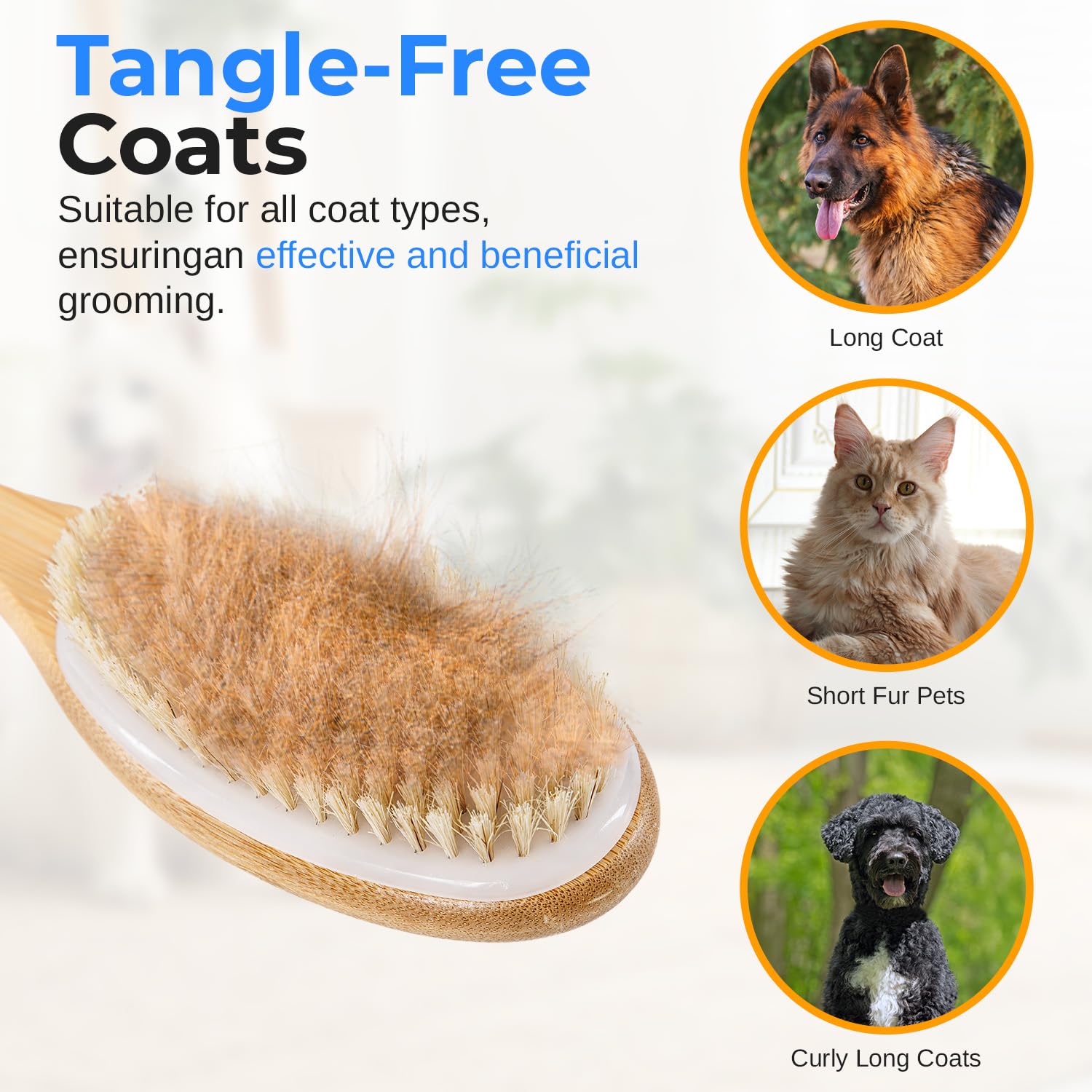 Serenelife Double-Sided Cat And Dog Brush, Pet Grooming Brush With Wooden Handle, Skin-Friendly Pin Brush & Bristle Comb With Ma