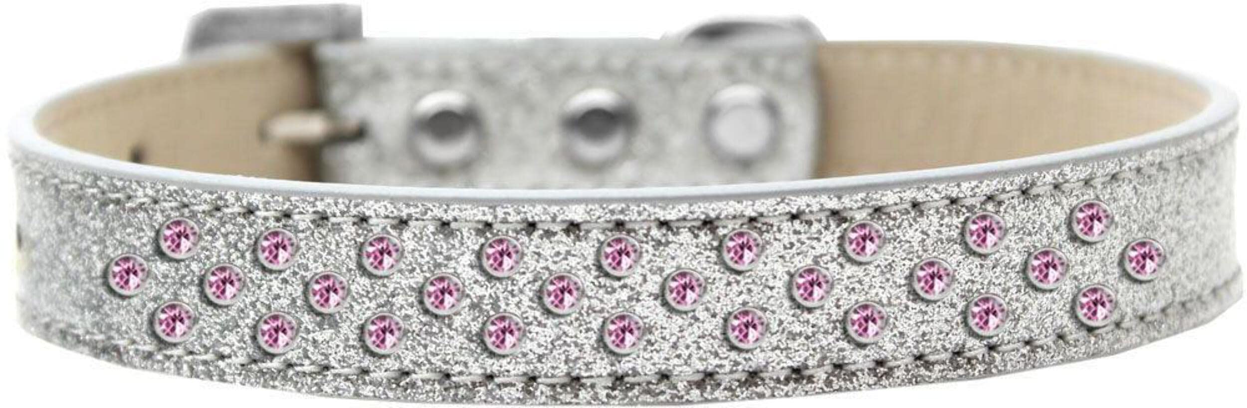 Mirage Pet Products Sprinkles Ice Cream Dog Collar with Light Pink Crystals, Size 12, Silver