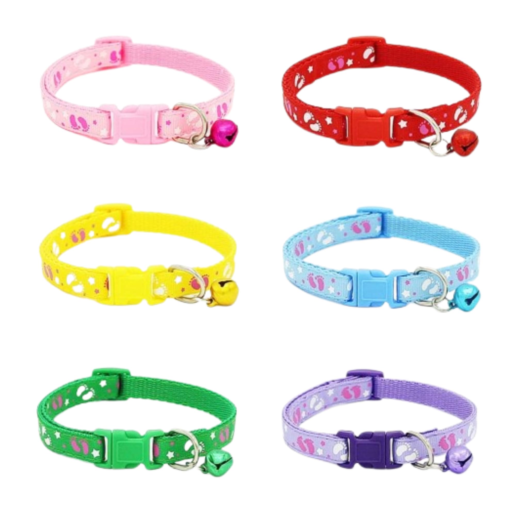 Psk Pet Mart Nylon Adjustable Collar Paw Print Cute Small Dogs & Puppy Collar For Mini Dogs & Cat Collar 10 Mm (Pink)