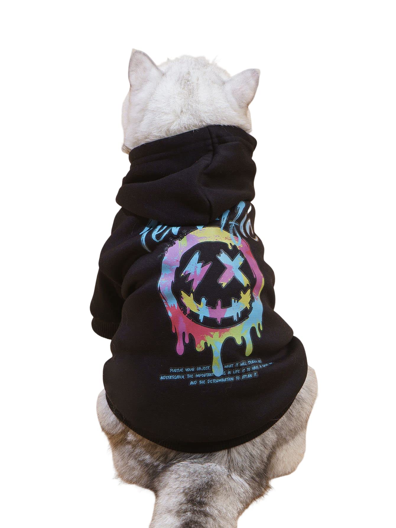 Qwinee Dog Hoodie Shirt Sweatshirt - Stylish Clothes For Cat Kitten Puppy Small Medium Large Dogs - Black X-Large