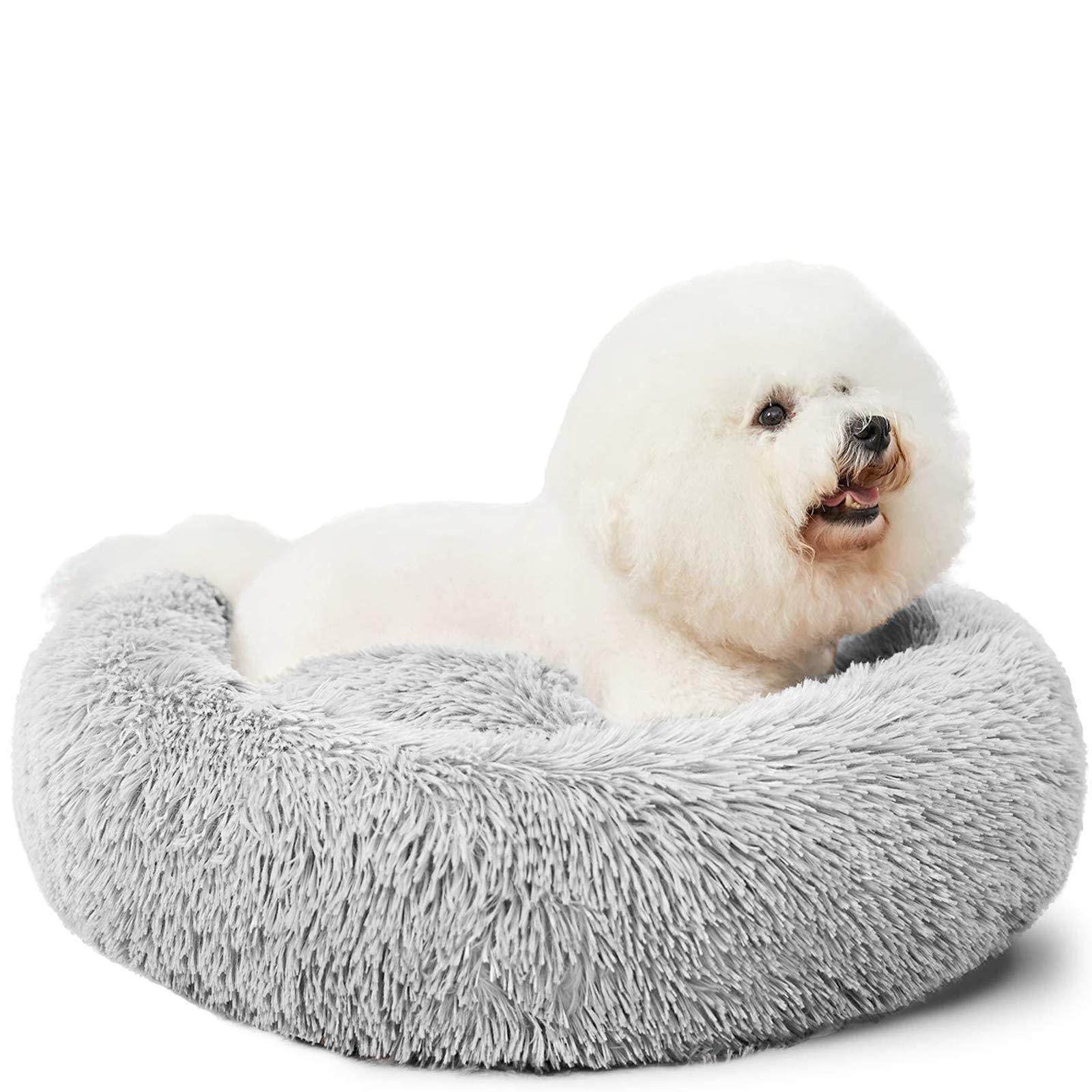 Hachikitty Calming Donut Cuddler Dog Beds, Medium Dogs, Fluffy, 24  