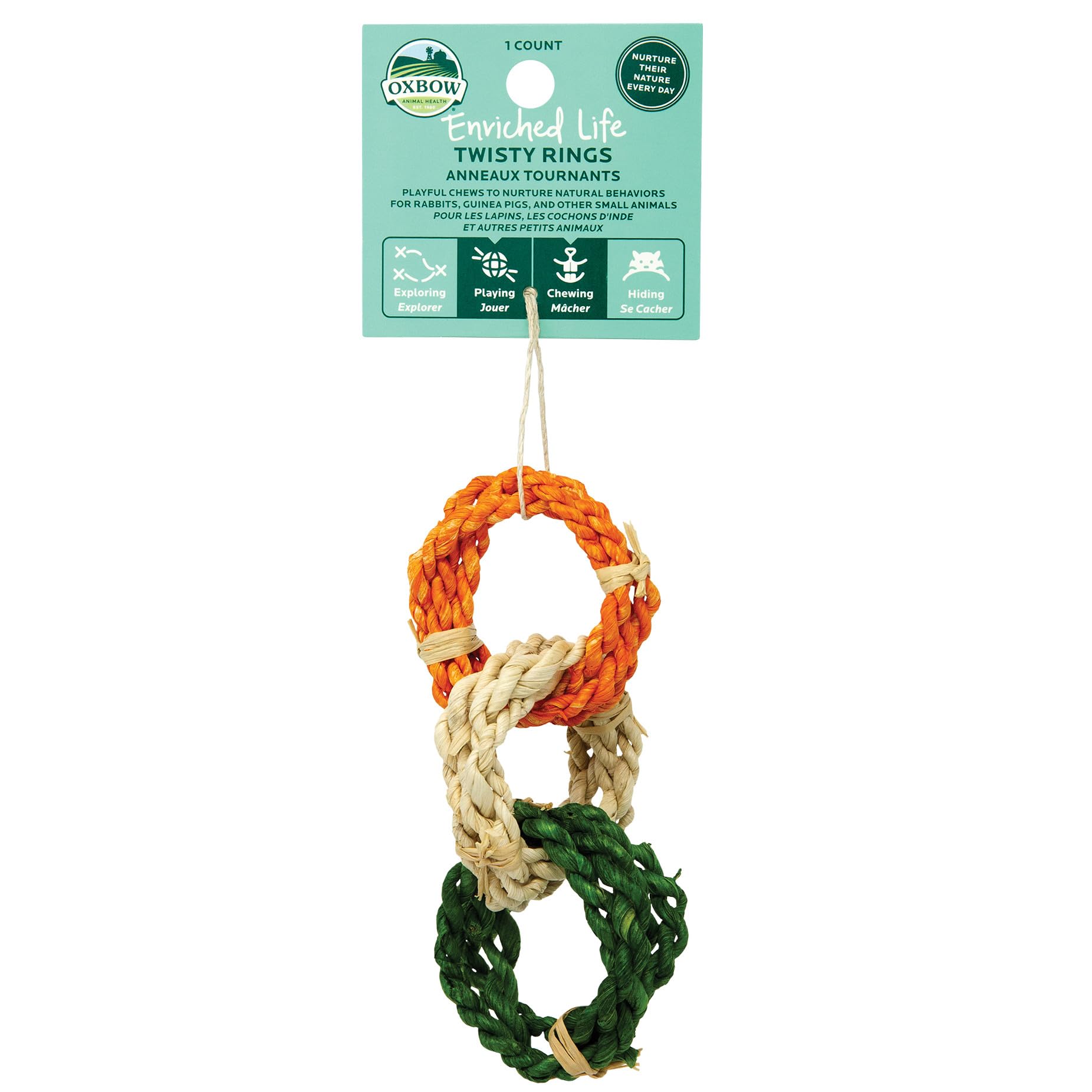 Oxbow Enriched Life Twisty Rings, Rabbit & Guinea Pig Toy, Hamster, Chinchilla & Rat Chew Rings, Small Pet Enrichment & Cage Acc