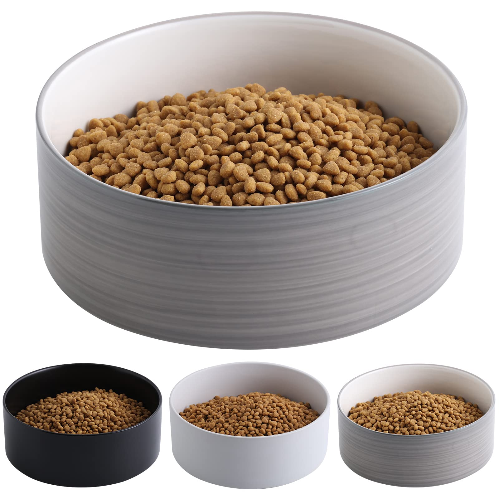 Addogyy Dog Bowl Ceramic for Medium Large Breeds, Heavy Weighted Dog Food Water Feeder Dish, Non - Slip Modern Cute Extra Big Po