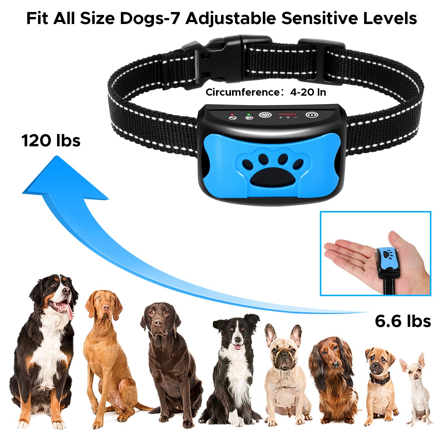 Batvox Bark Collar 2 Pack Rechargeable No Harm Dog Barking Collar With Vibration, Sound And No Shock For Small Medium Large Dogs