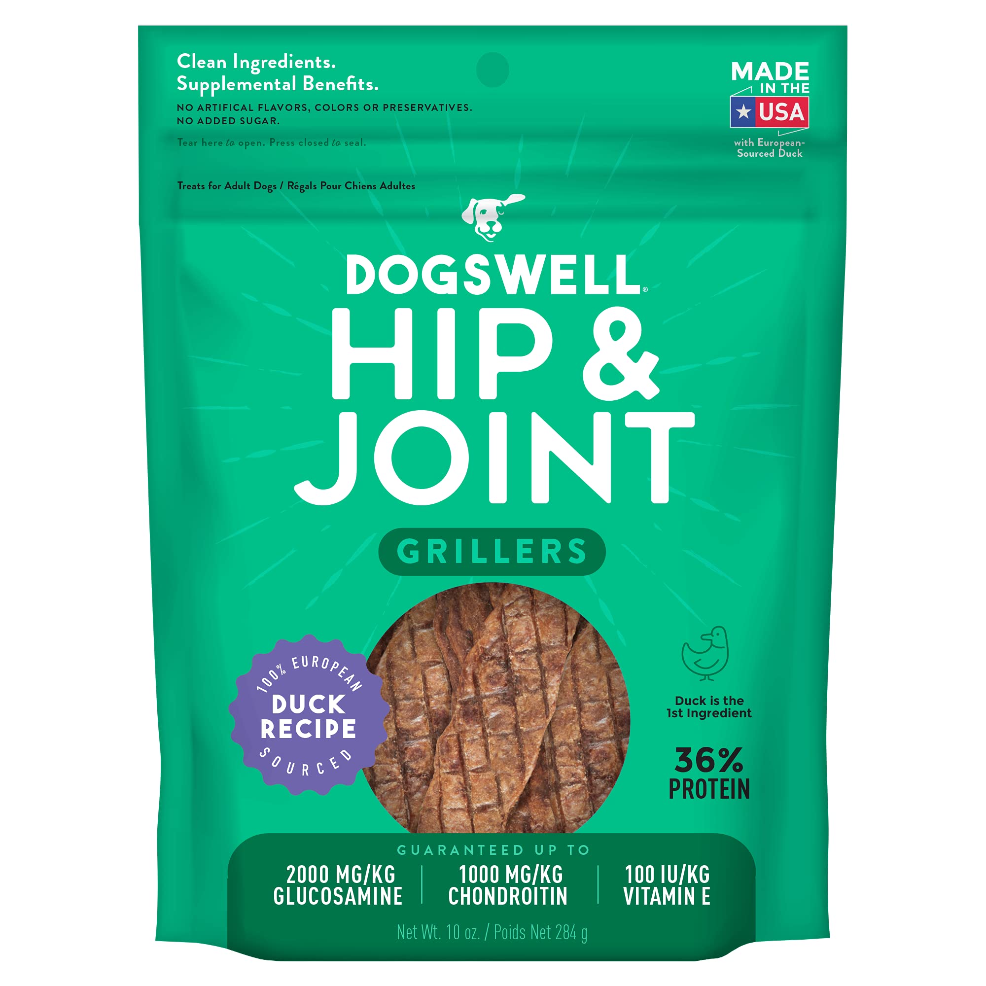 Dogswell Hip and Joint Grain-Free Duck Grillers for Dogs, 10 oz.s, Model: 842188